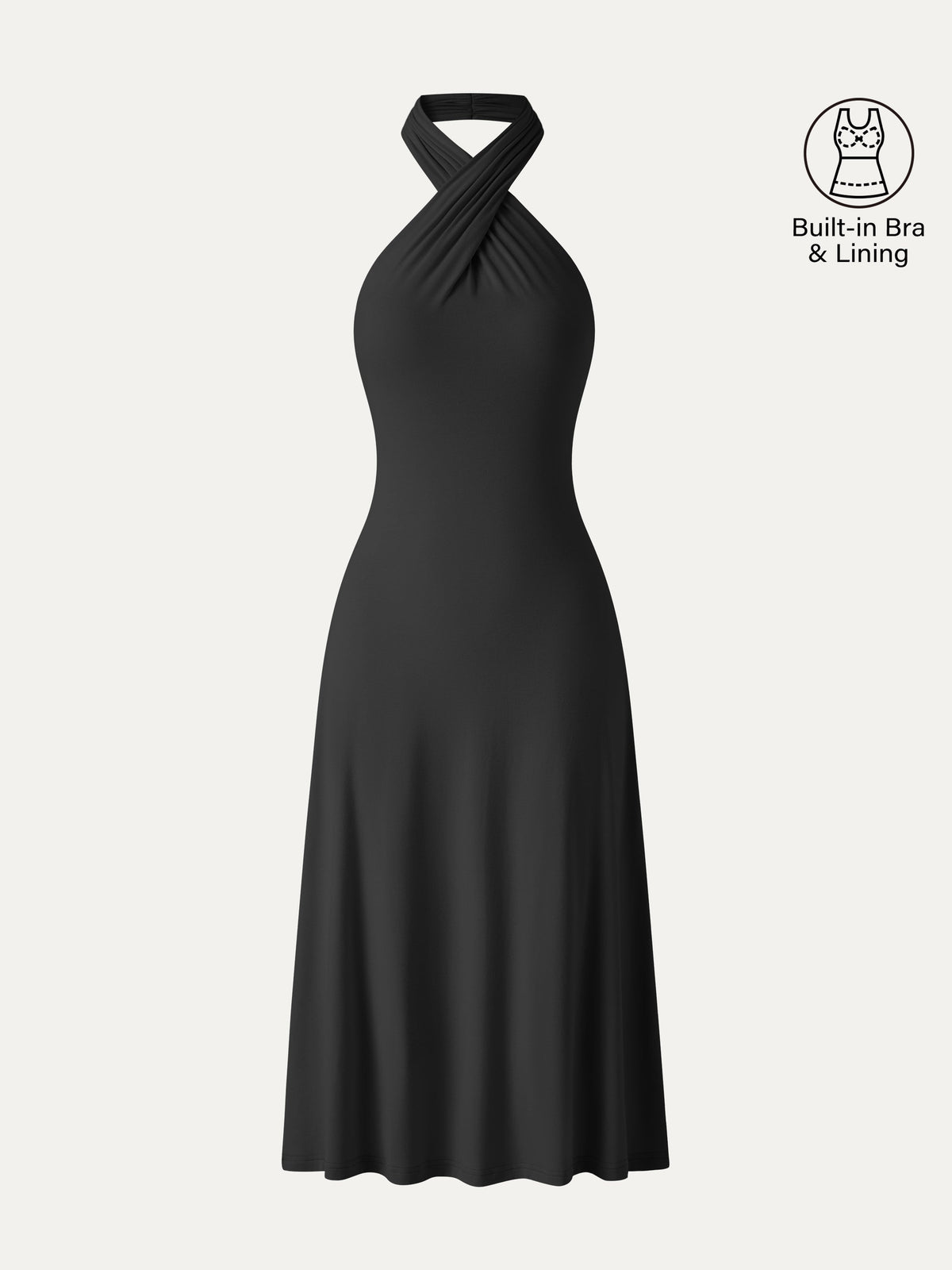 Abito Midi Halter Incrociato con Schiena Scoperta