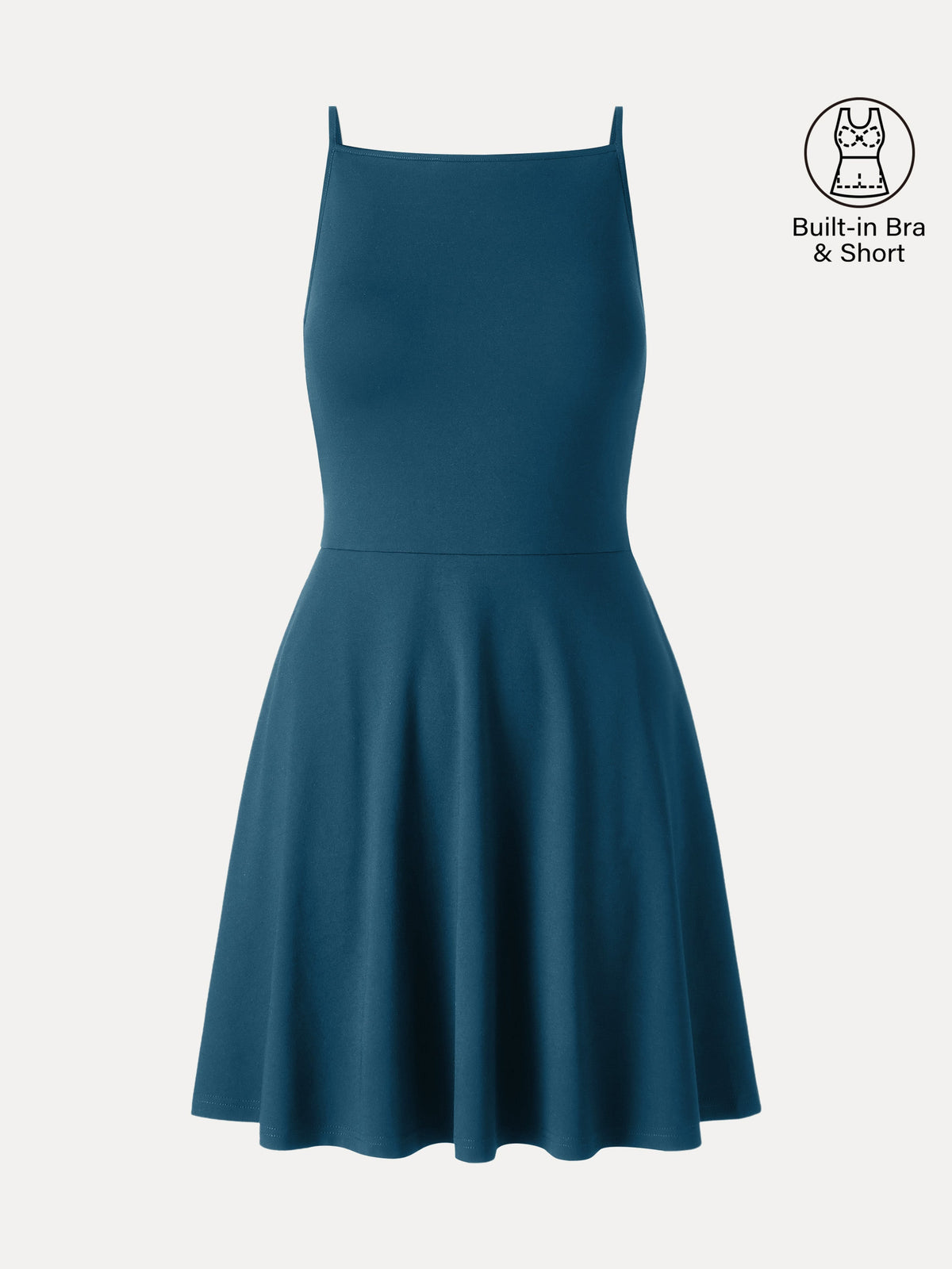 Stretch Ponte Square Neck Mini A-Line Bra Dress with Pockets