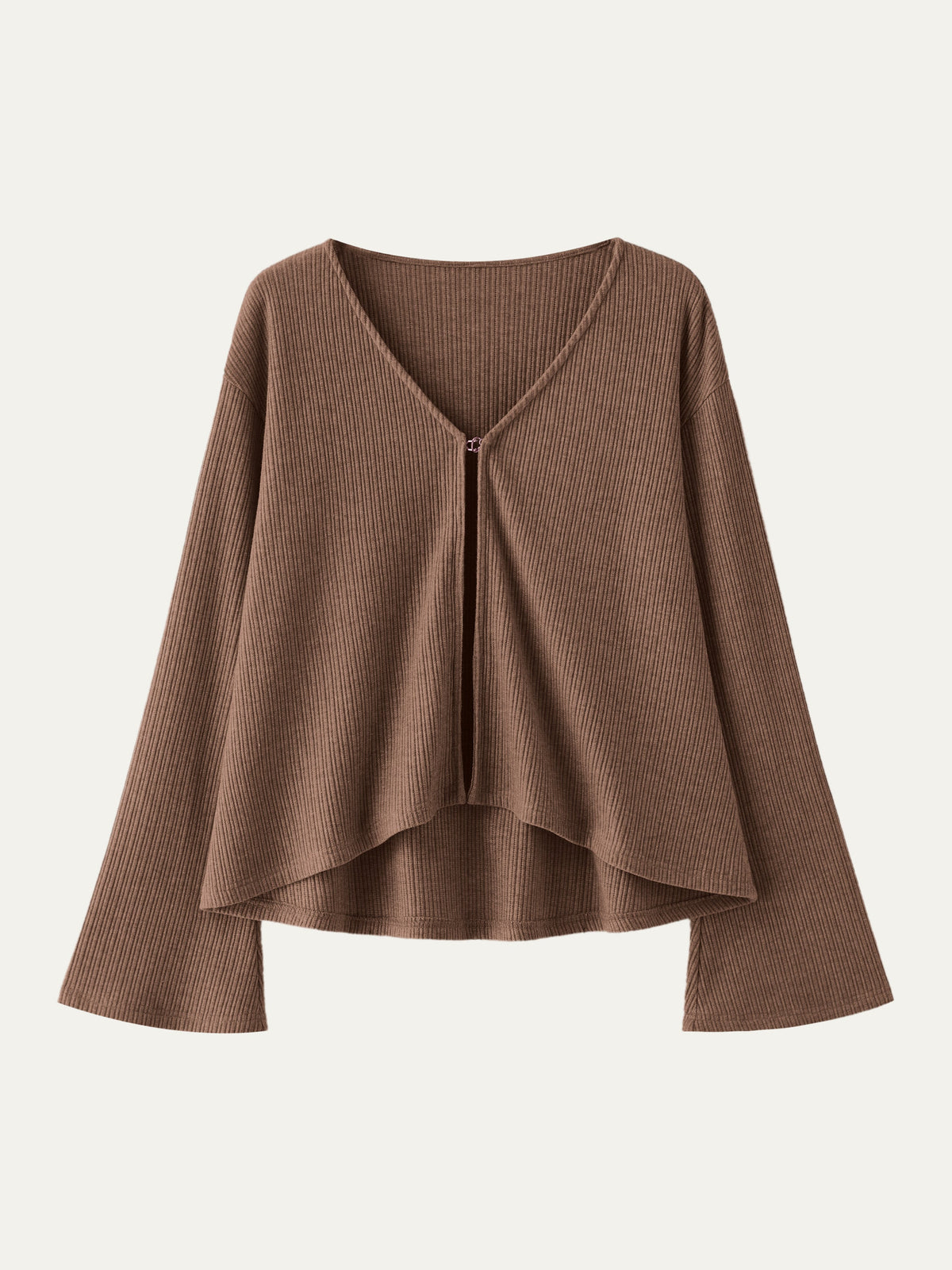 Cardigan a Collo a V con Maniche Svasate