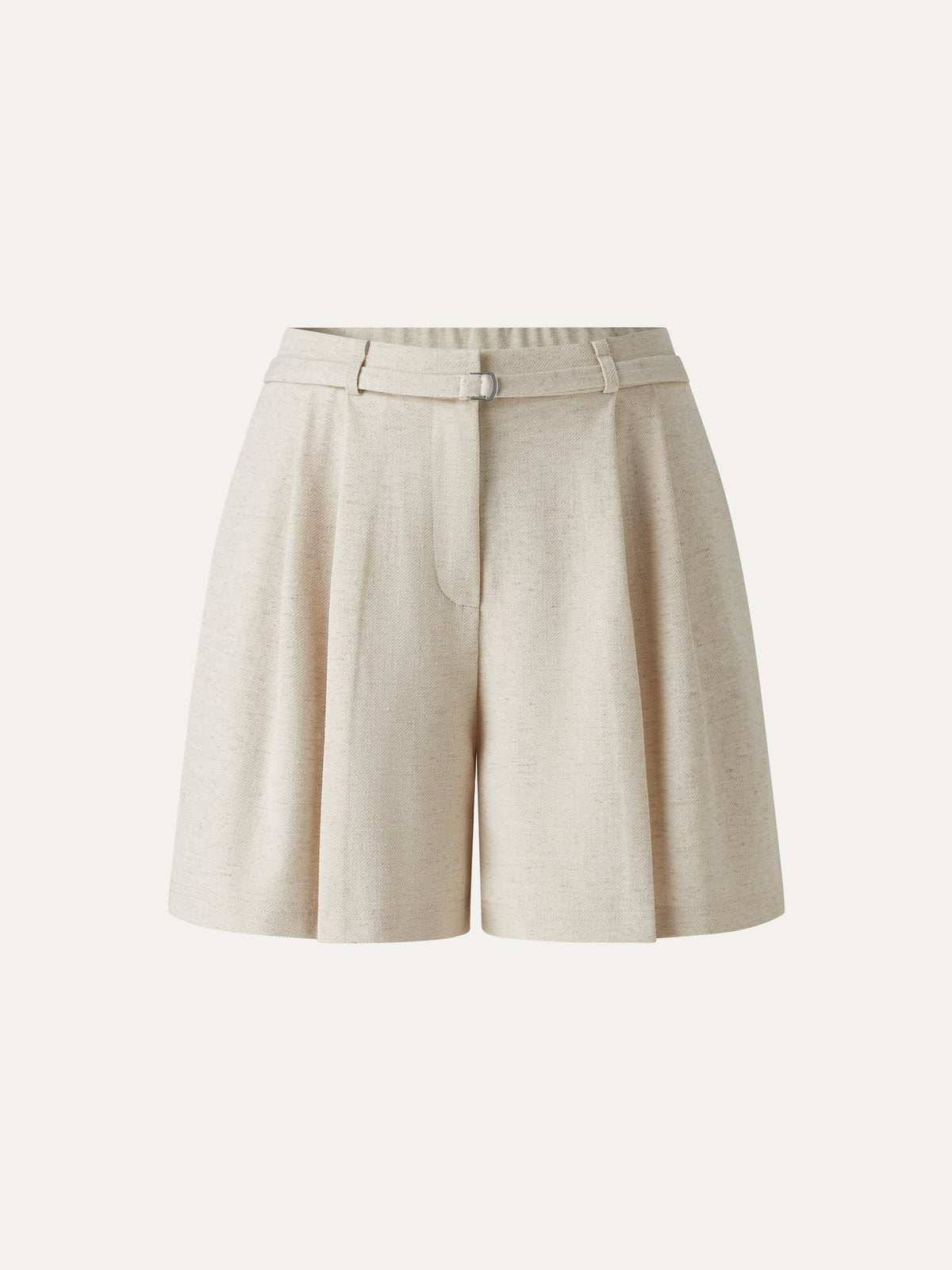 Shorts a Gamba Larga Effetto Lino con Tasche
