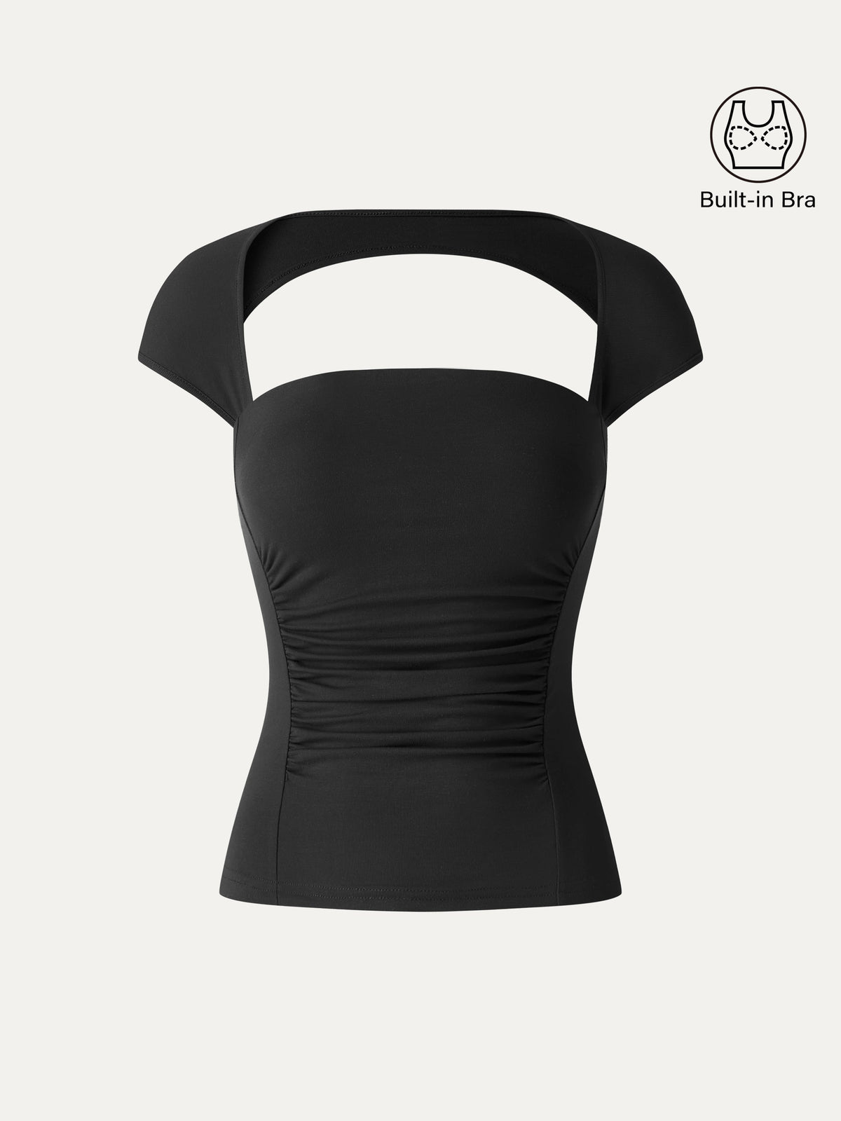 Top a Collo Quadrato con Schiena Scoperta e Arricciature