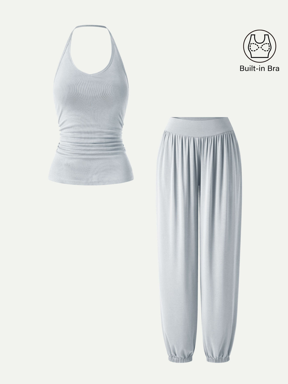 Set 2 Pezzi: Top Schiena Scoperta e Pantalone a Palloncino