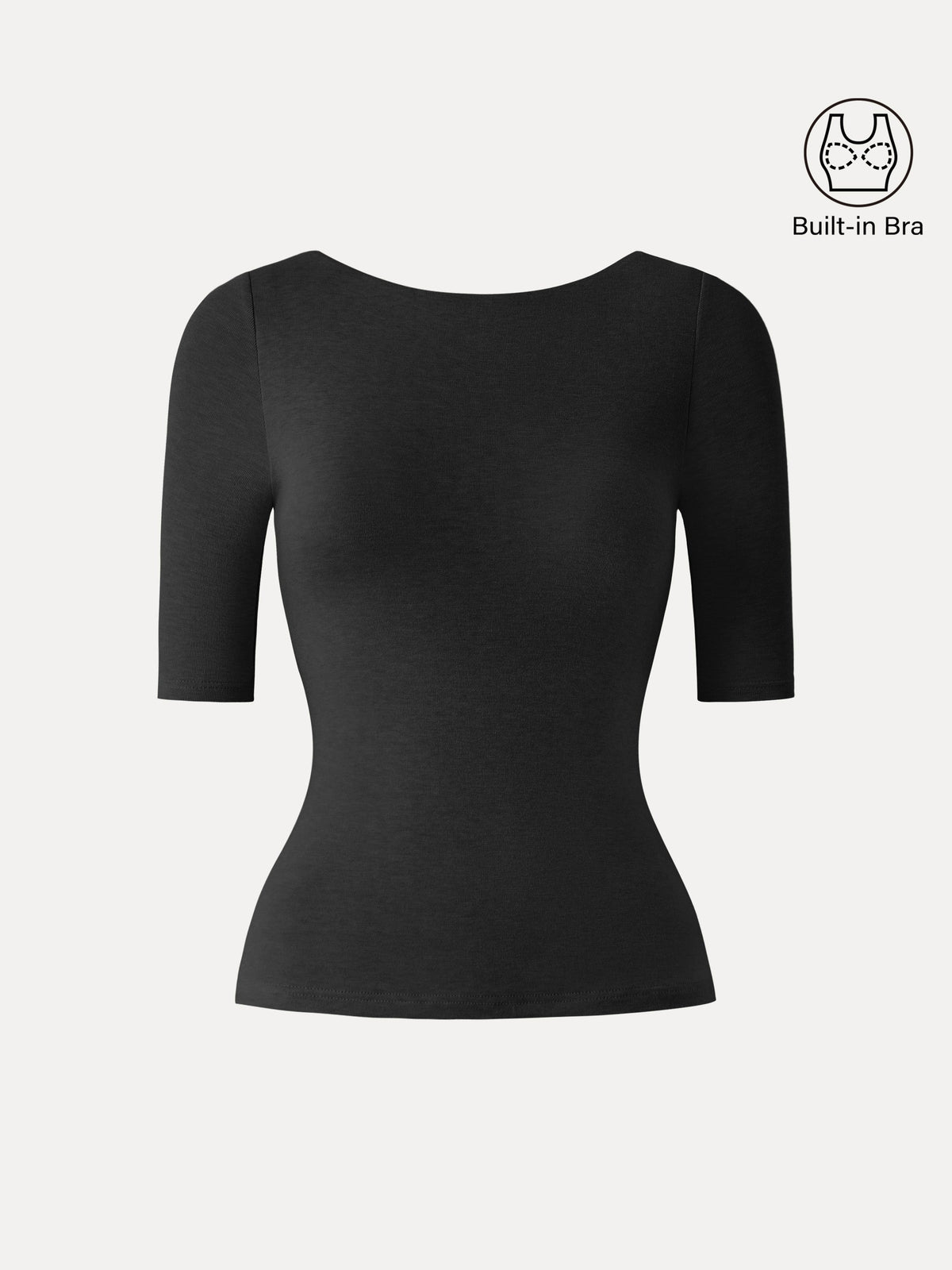 Top in Misto Lyocell e Cashmere a Collo Barchetta