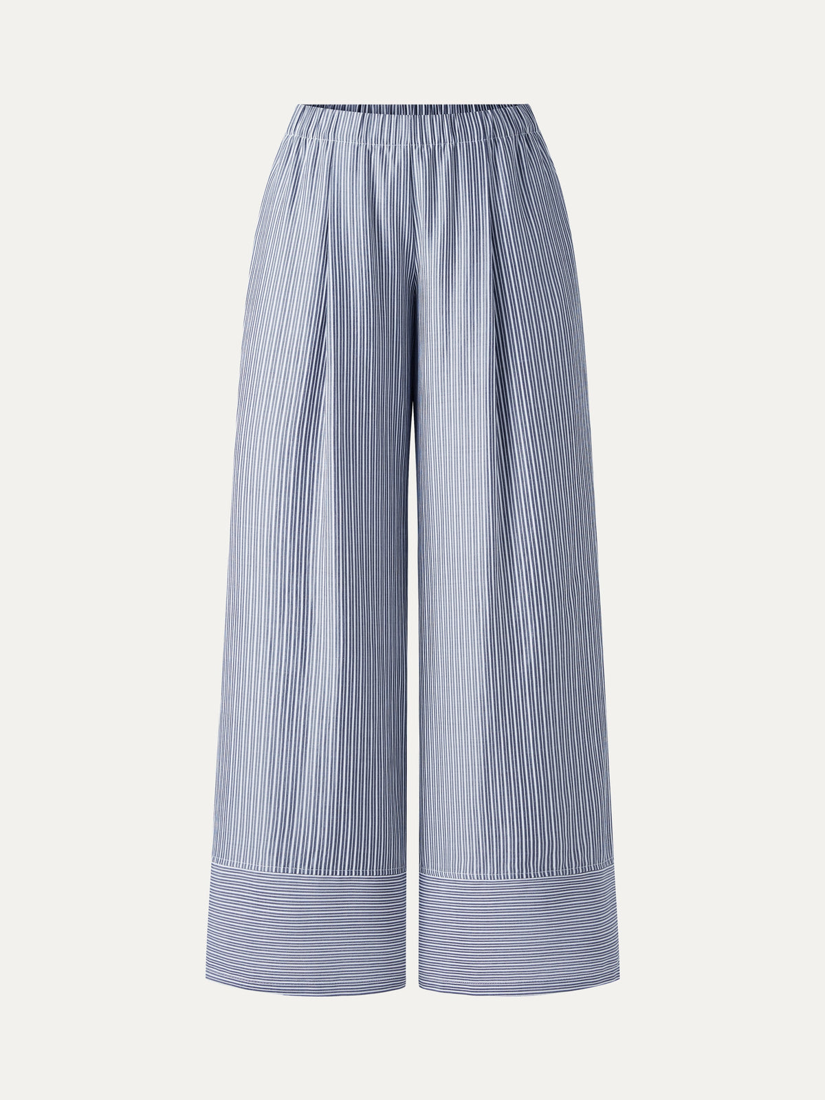 Pantalone a Gamba Larga in Popeline Estivo con Tasche