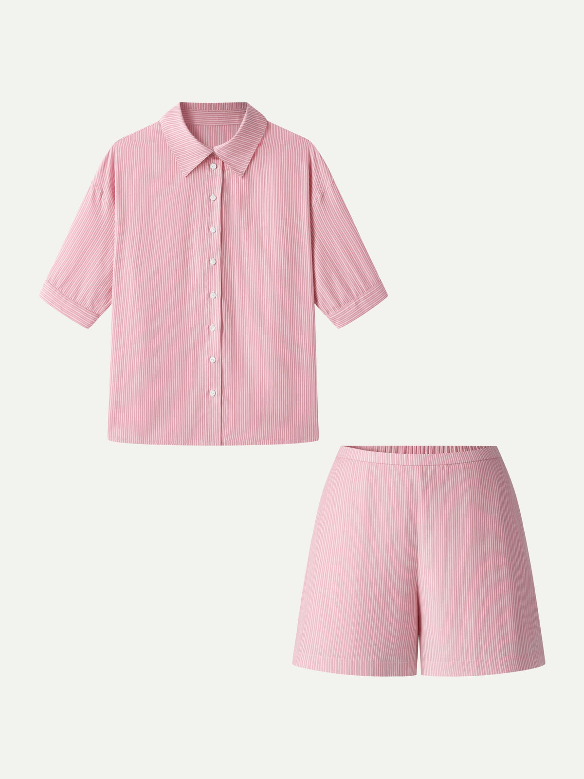 Set 2 Pezzi: Camicia con Collo e Shorts a Trapezio