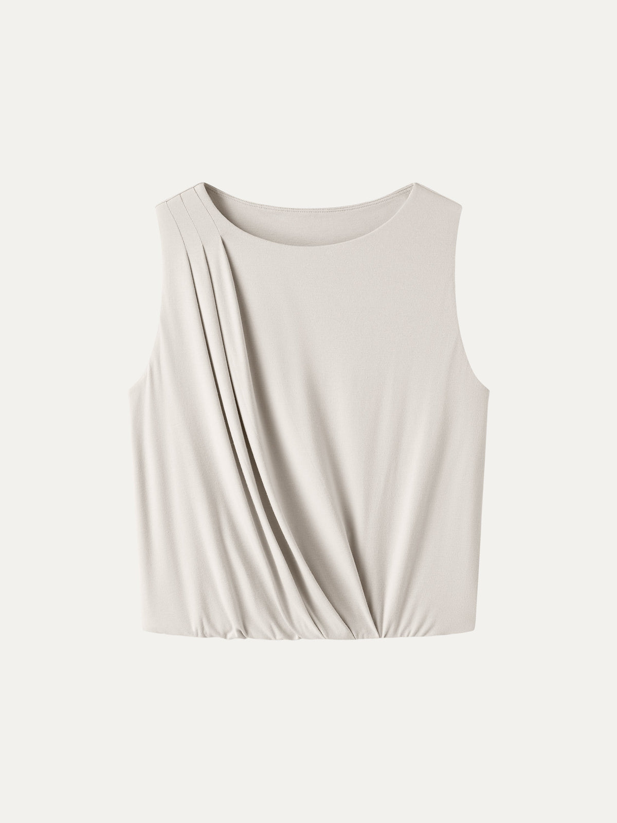 Top Cropped a Collo Barchetta con Orlo Arricciato