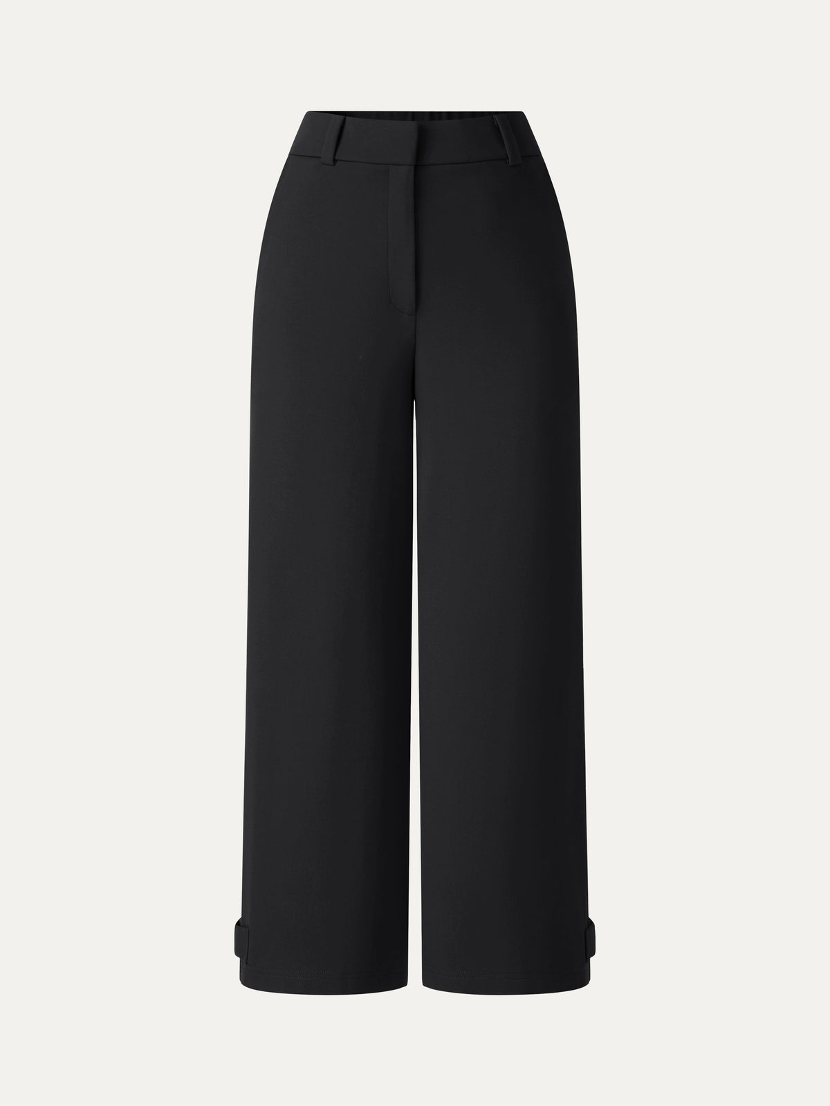 Pantalone Cropped a Gamba Larga in Ponte con Tasche