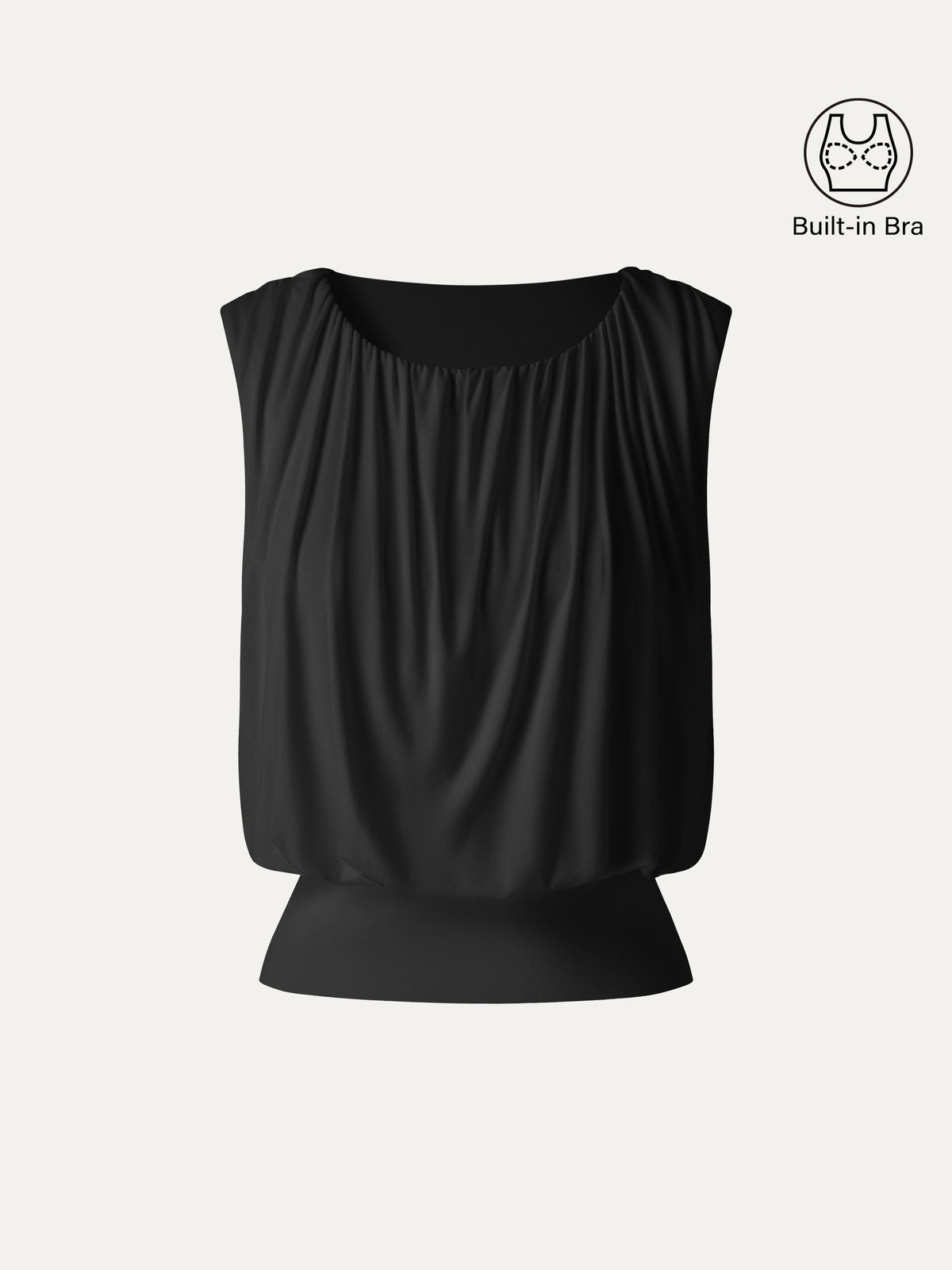 Round Neck Gathered Sleeveless Bra Top