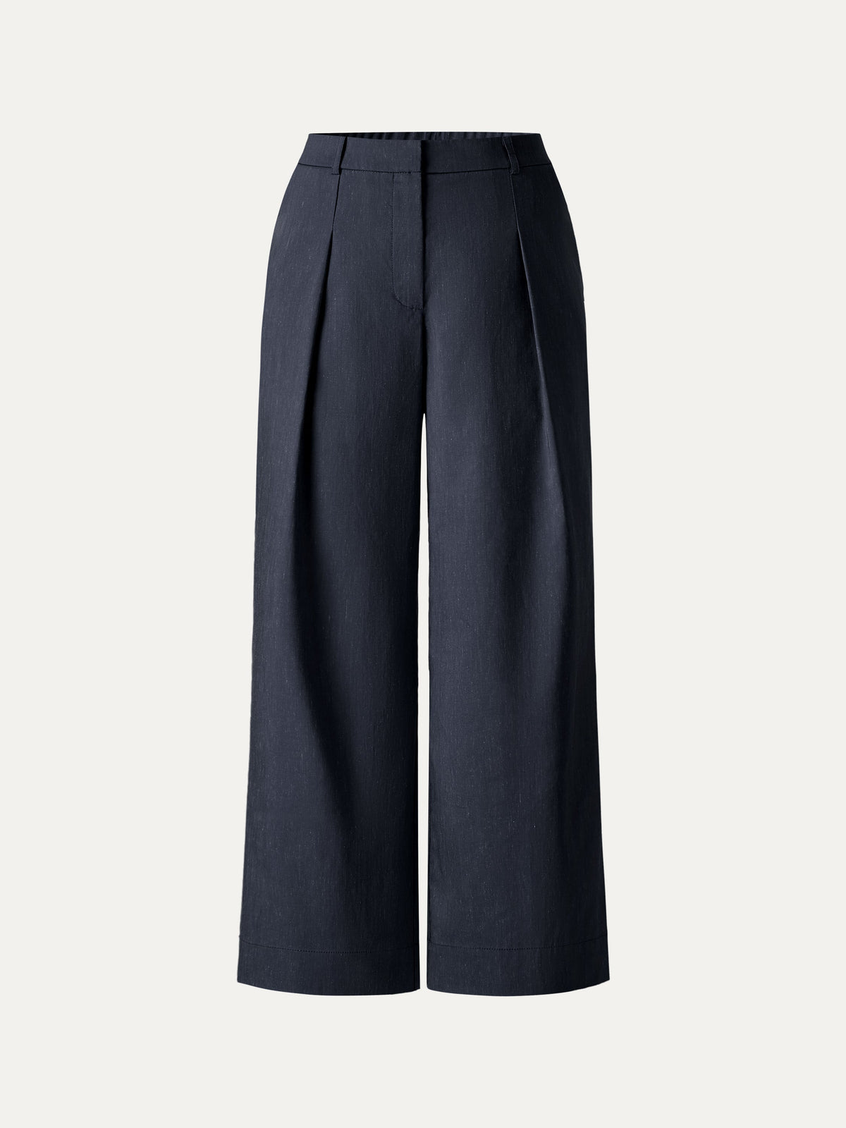 Linen Cropped Wide Leg Pants