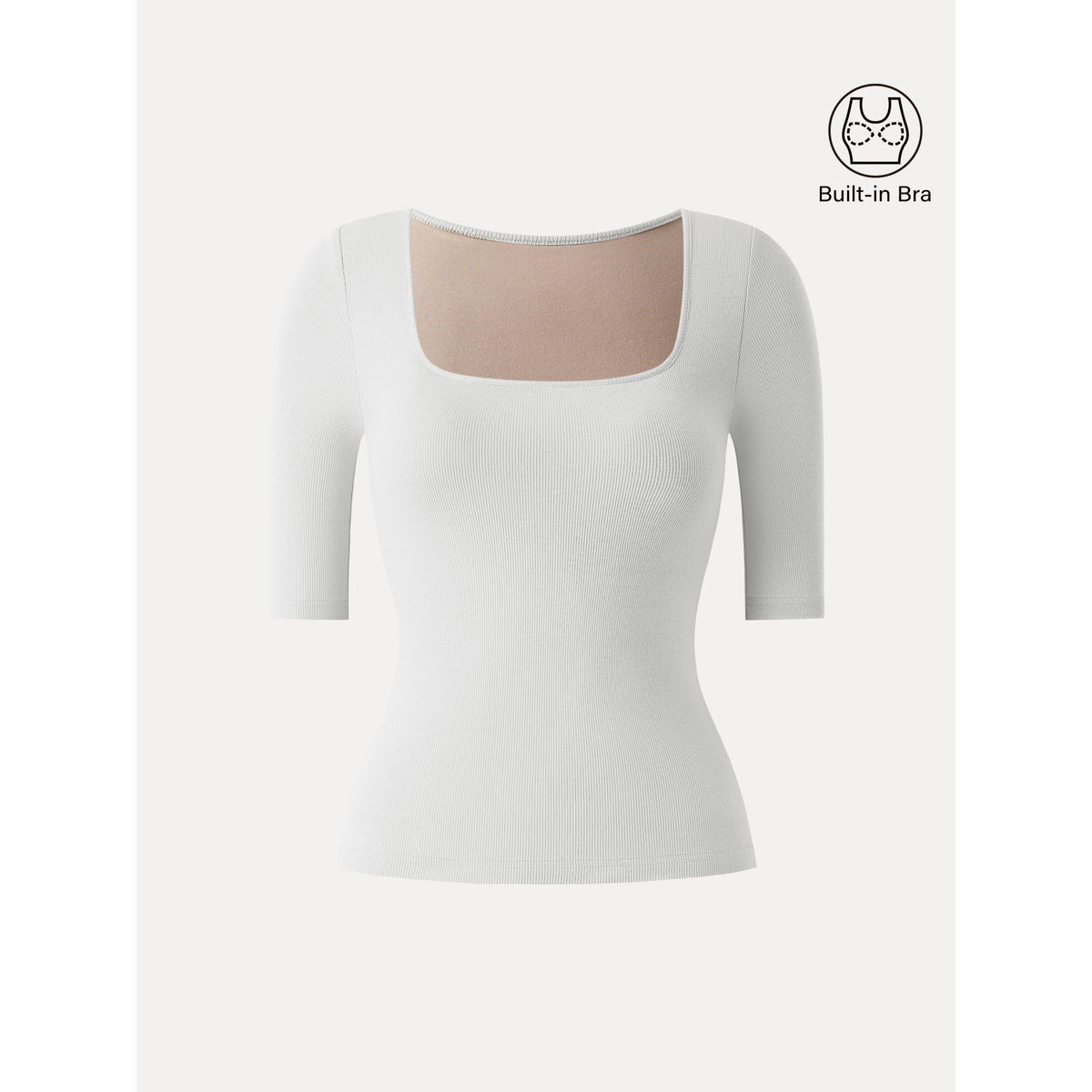 Top Essenziale in Cotone Elasticizzato a Collo Quadrato