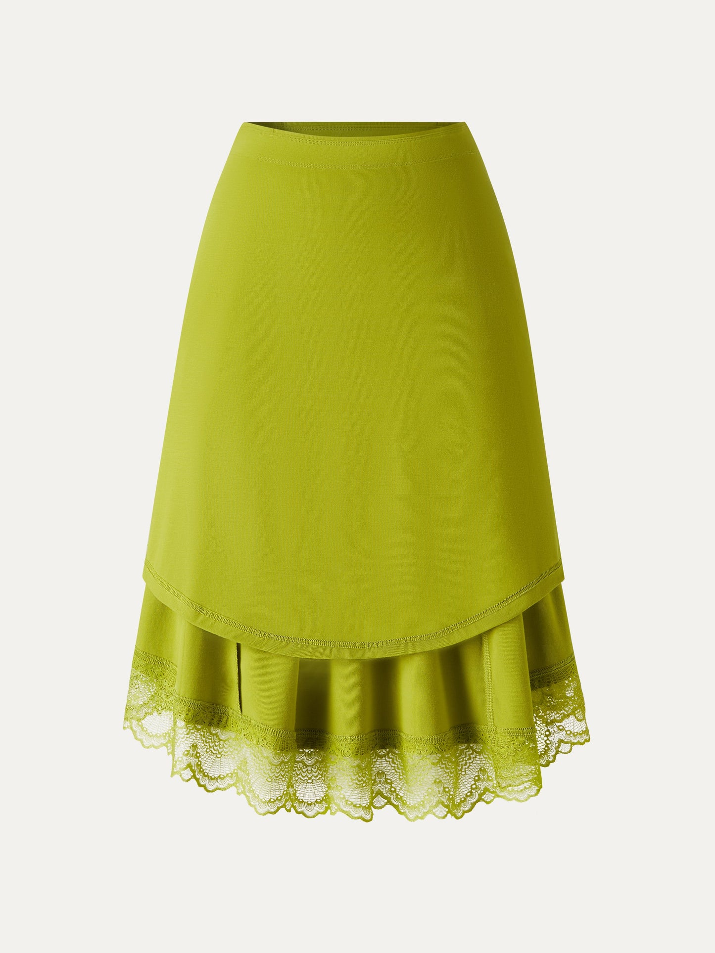 Lace Trim Midi Circle Flare Skirt