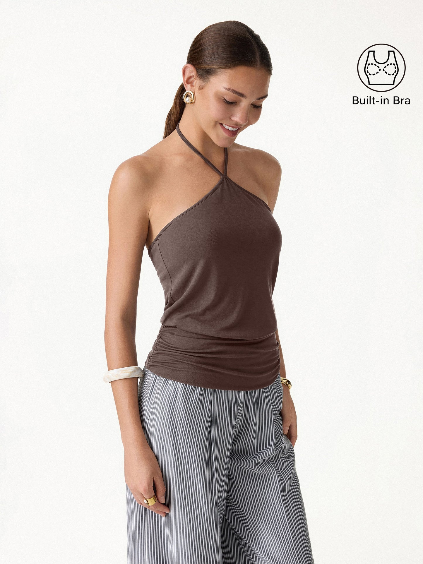 Top Halter con Orlo Arricciato