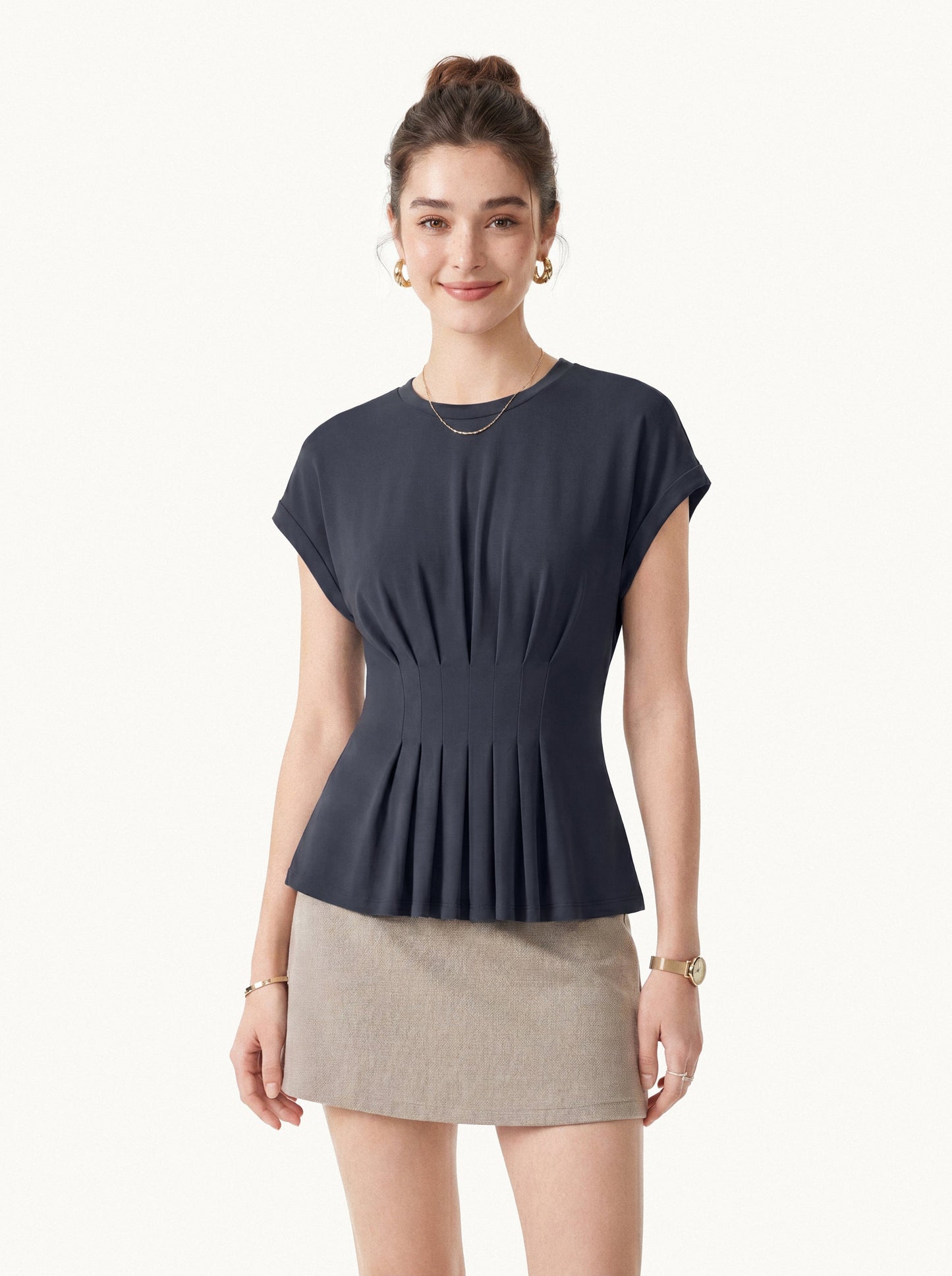 T-Shirt con Arricciatura in Vita