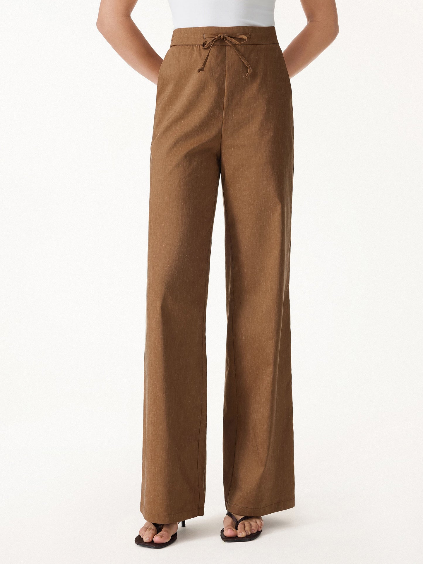 Pantalone a Gamba Larga con Coulisse e Tasche