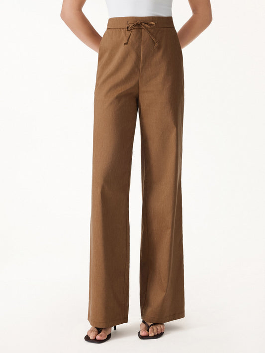 Pantalone a Gamba Larga con Coulisse e Tasche