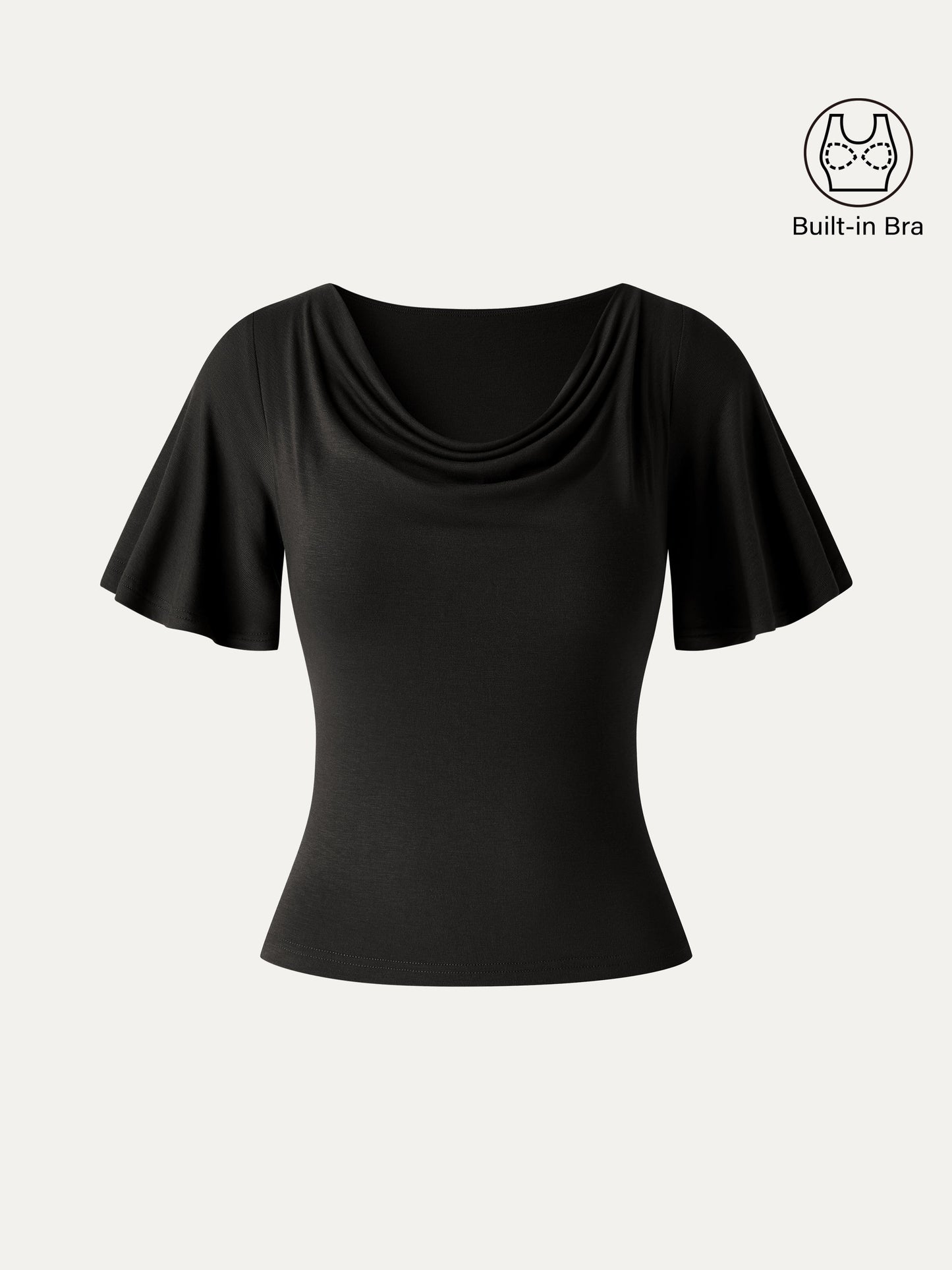 CoolTouch Cowl Neck Flutter Sleeve Bra Top