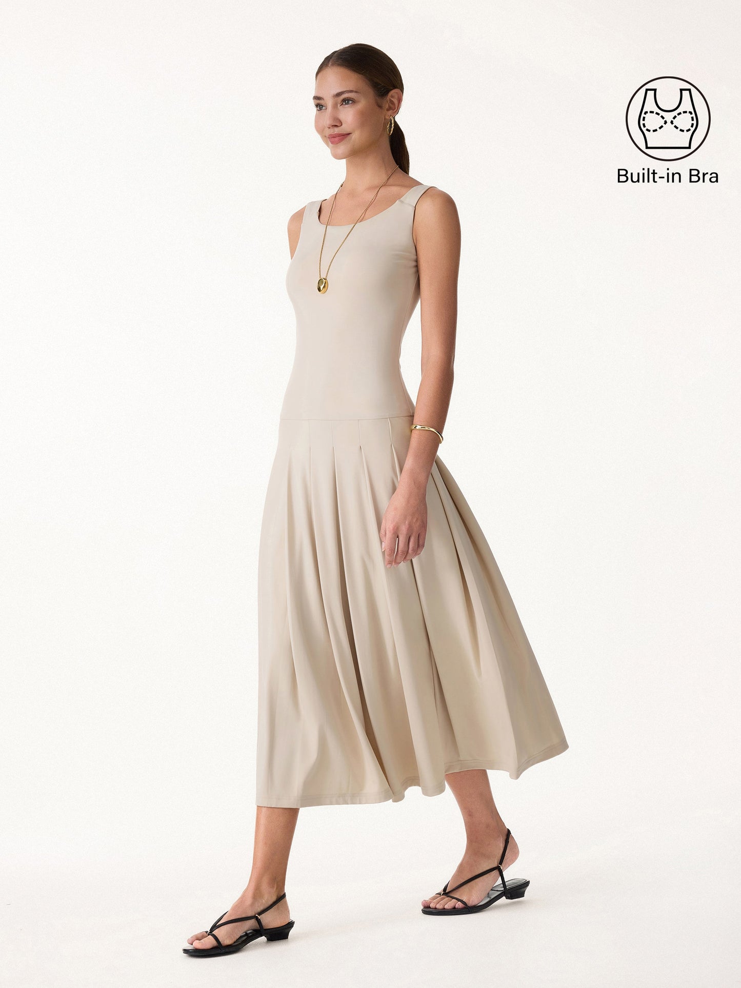 CoolTouch Multi-Wear Pleated Midi Bra Dress