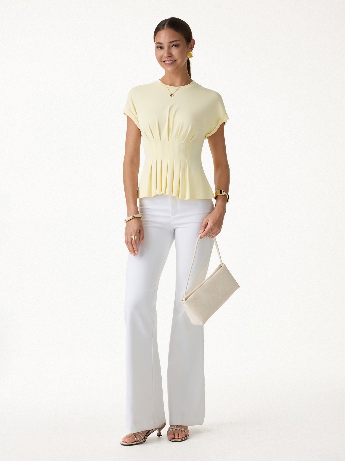 T-Shirt con Arricciatura in Vita