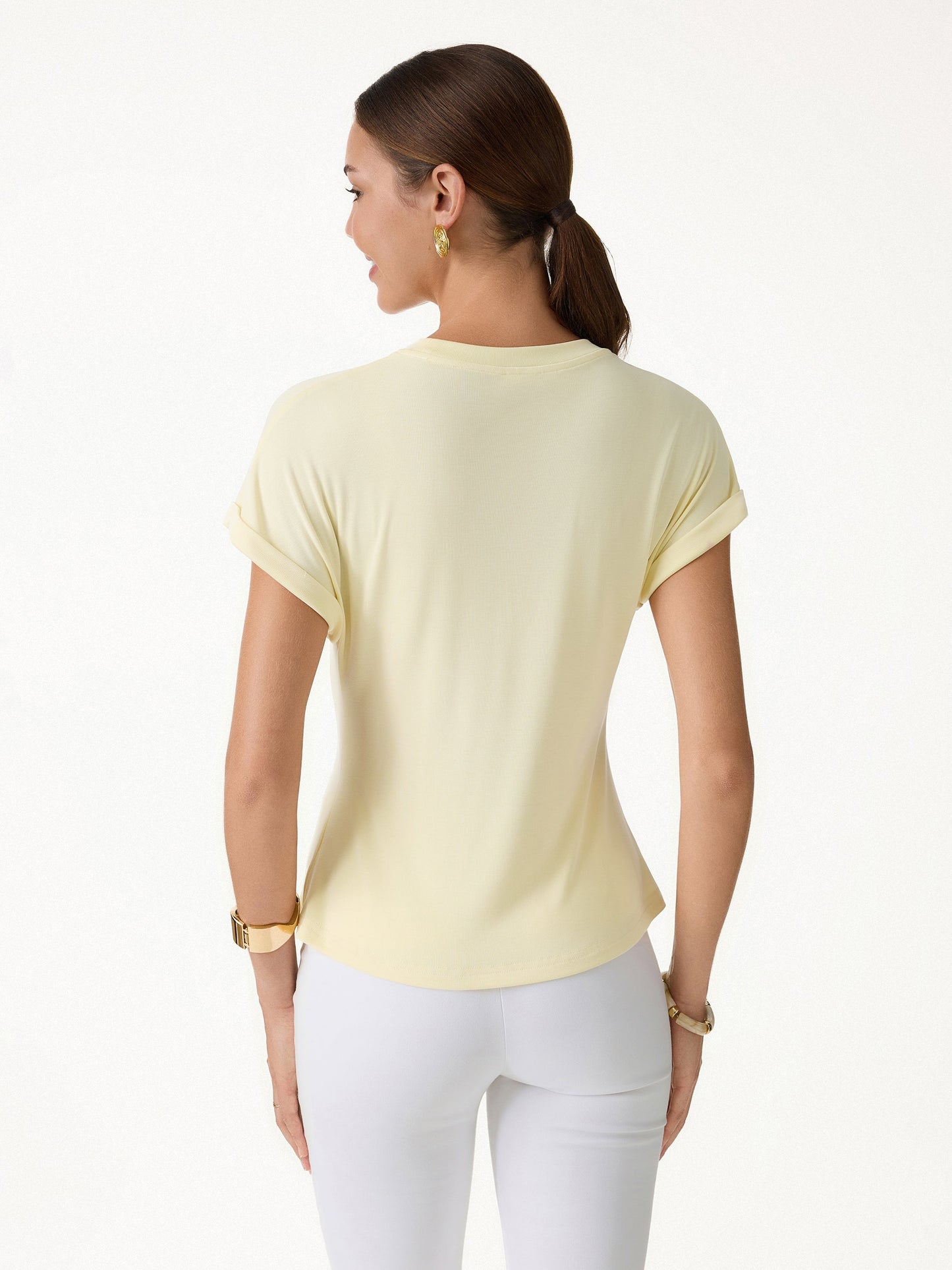 Set 2 Pezzi: T-Shirt Girocollo e Pantalone a Gamba Larga