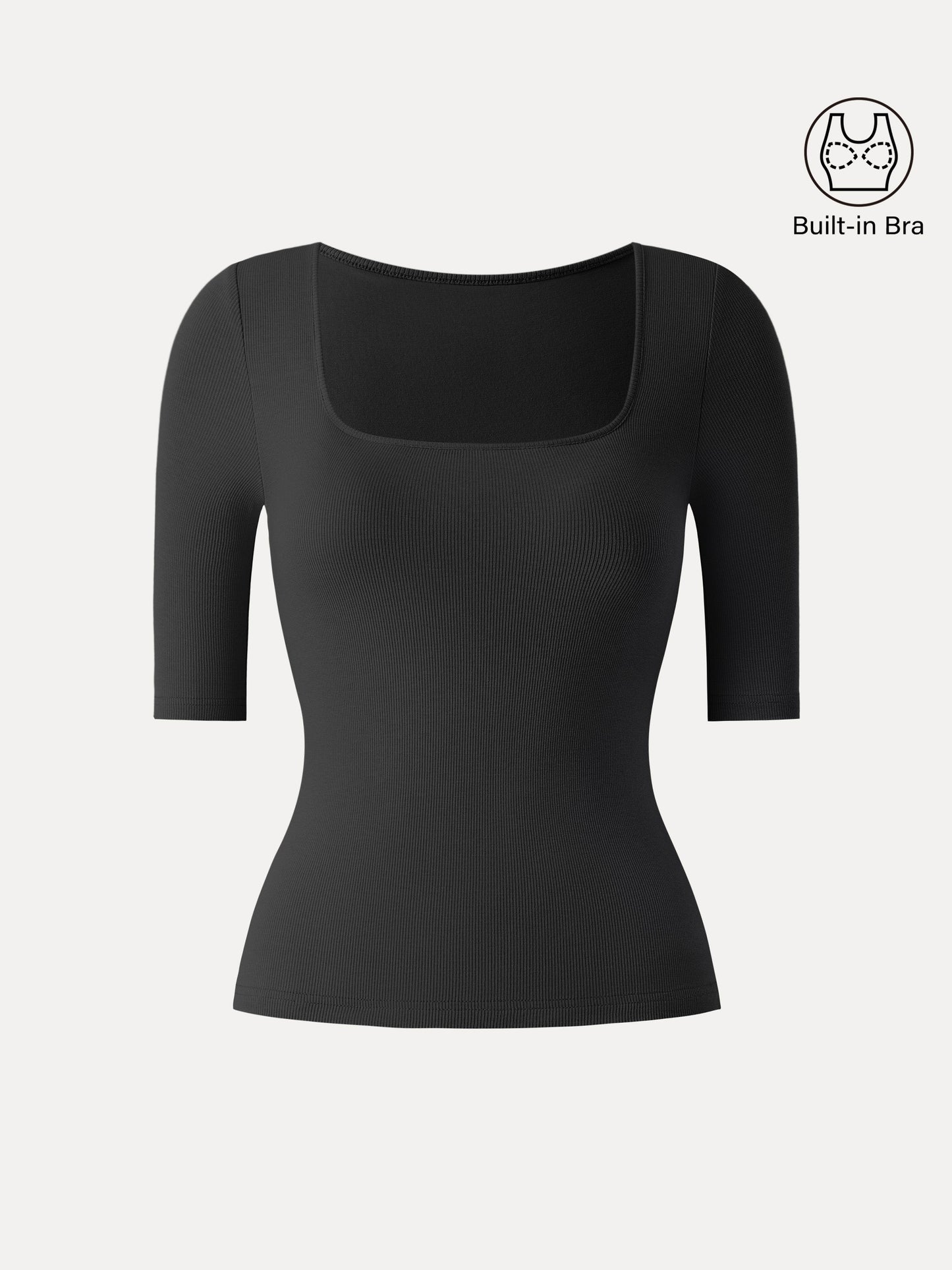 Top Essenziale in Cotone Elasticizzato a Collo Quadrato