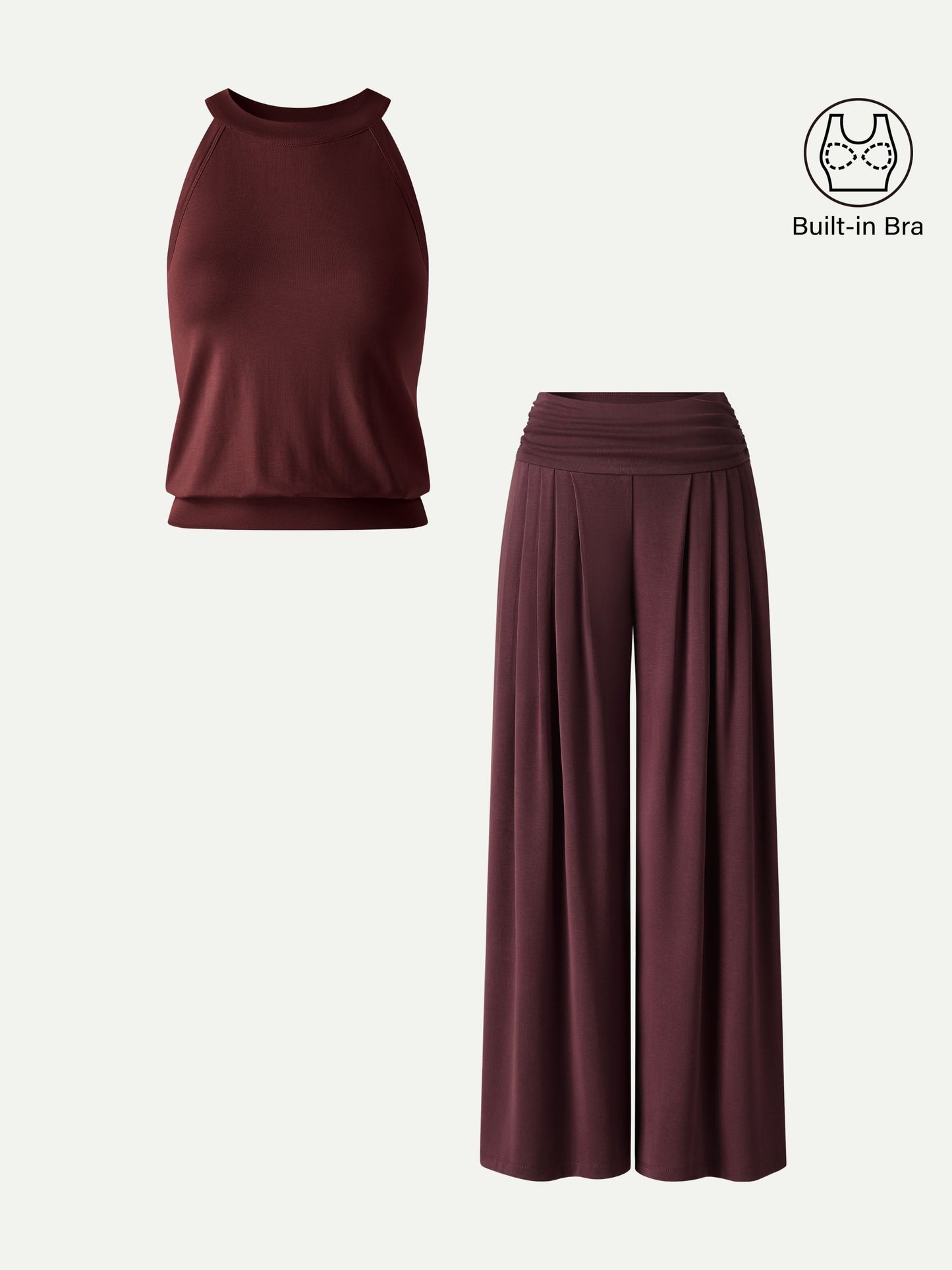 Set 2 Pezzi: Canotta Halter e Pantalone Arricciato