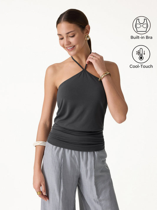 Top Halter con Orlo Arricciato