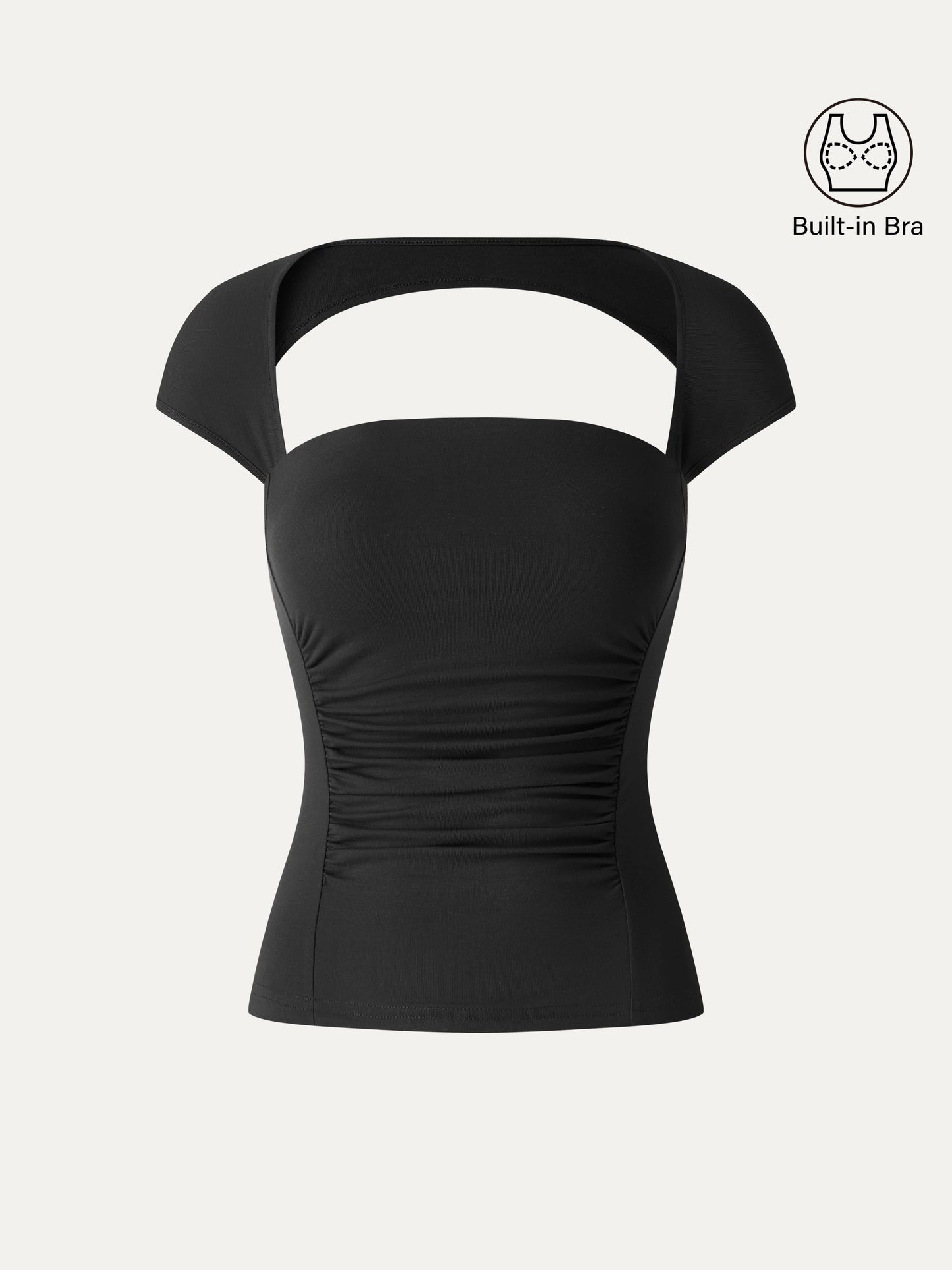 Top a Collo Quadrato con Schiena Scoperta e Arricciature