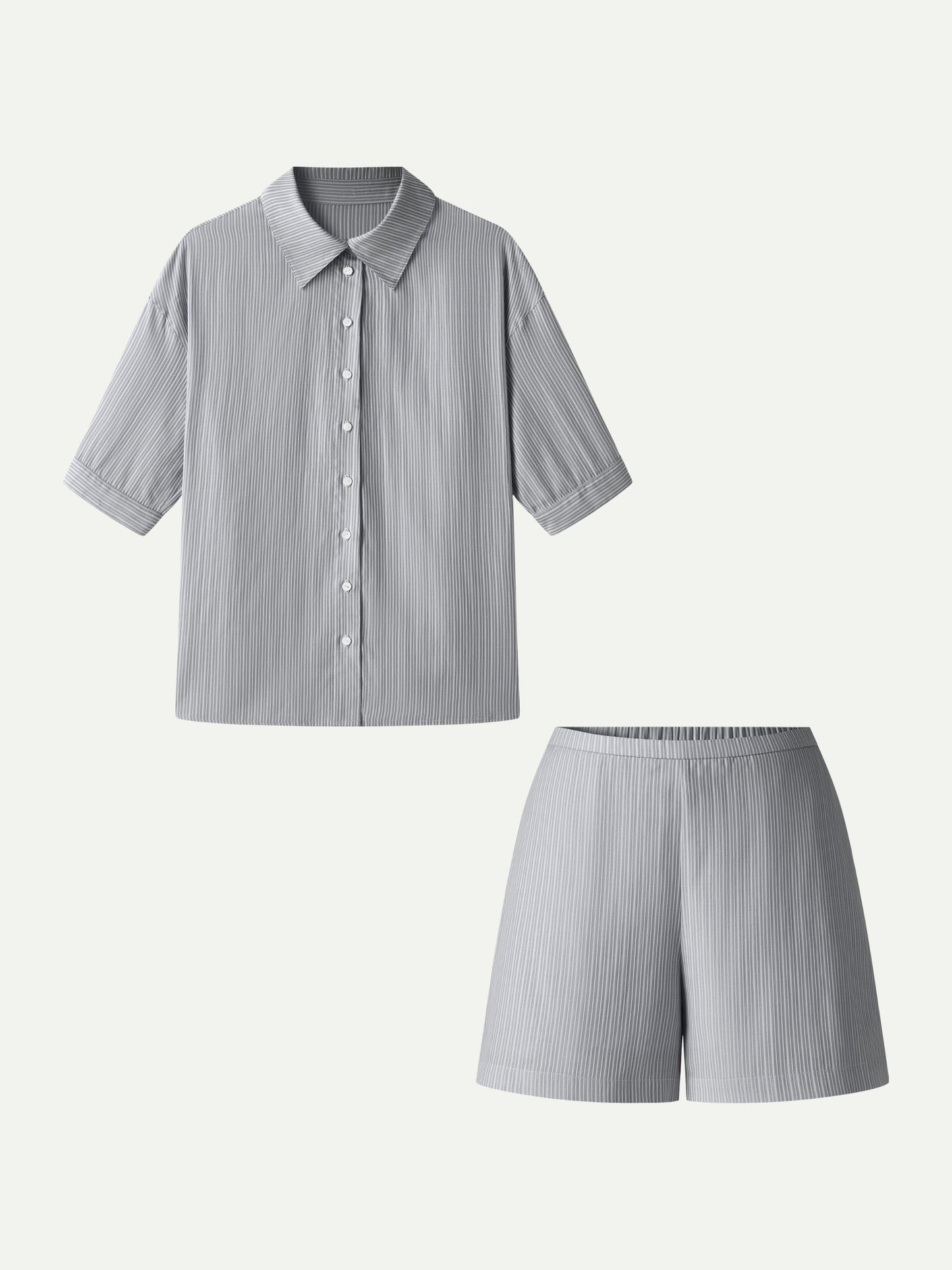 Set 2 Pezzi: Camicia con Collo e Shorts a Trapezio