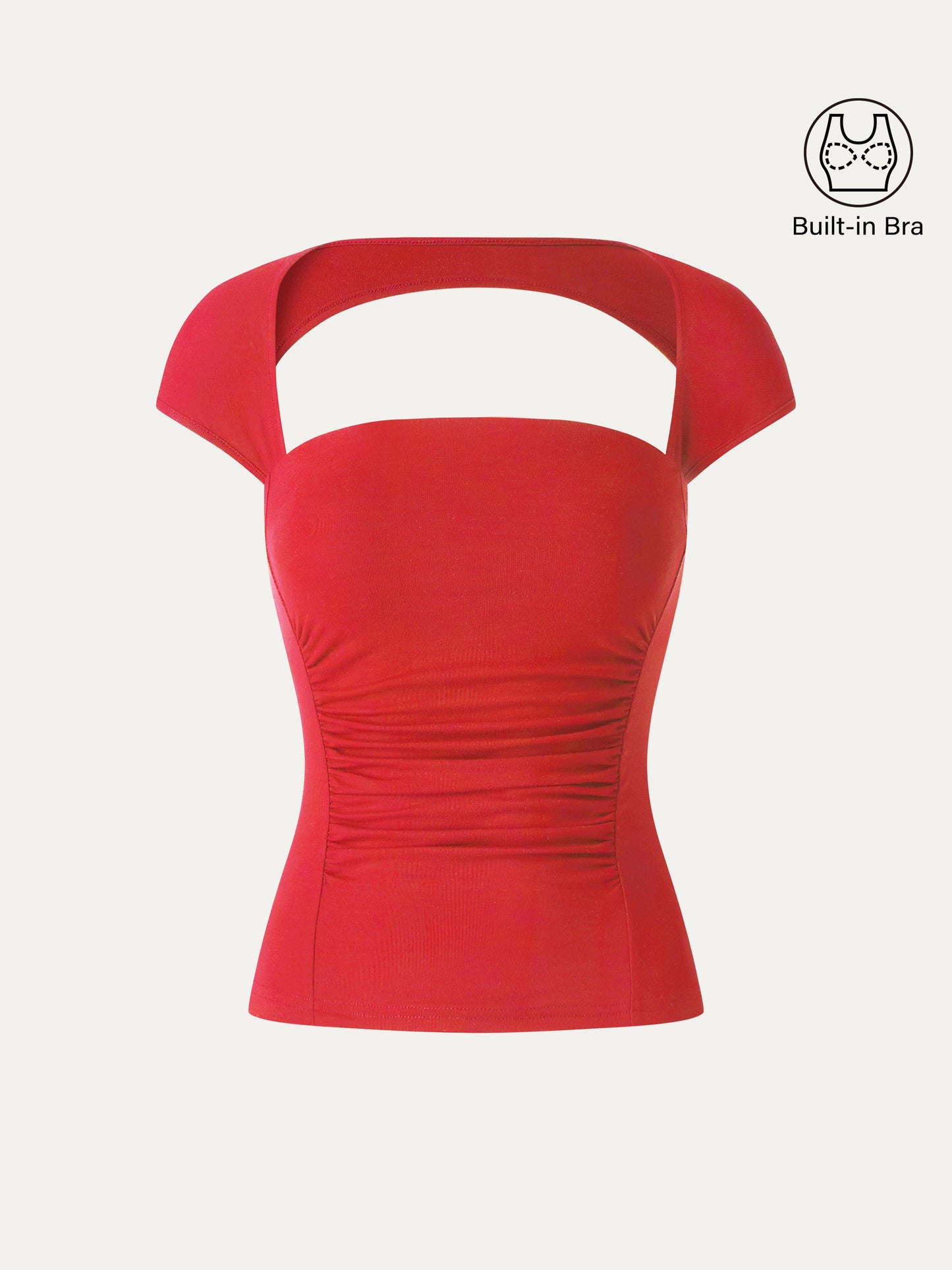 Top a Collo Quadrato con Schiena Scoperta e Arricciature