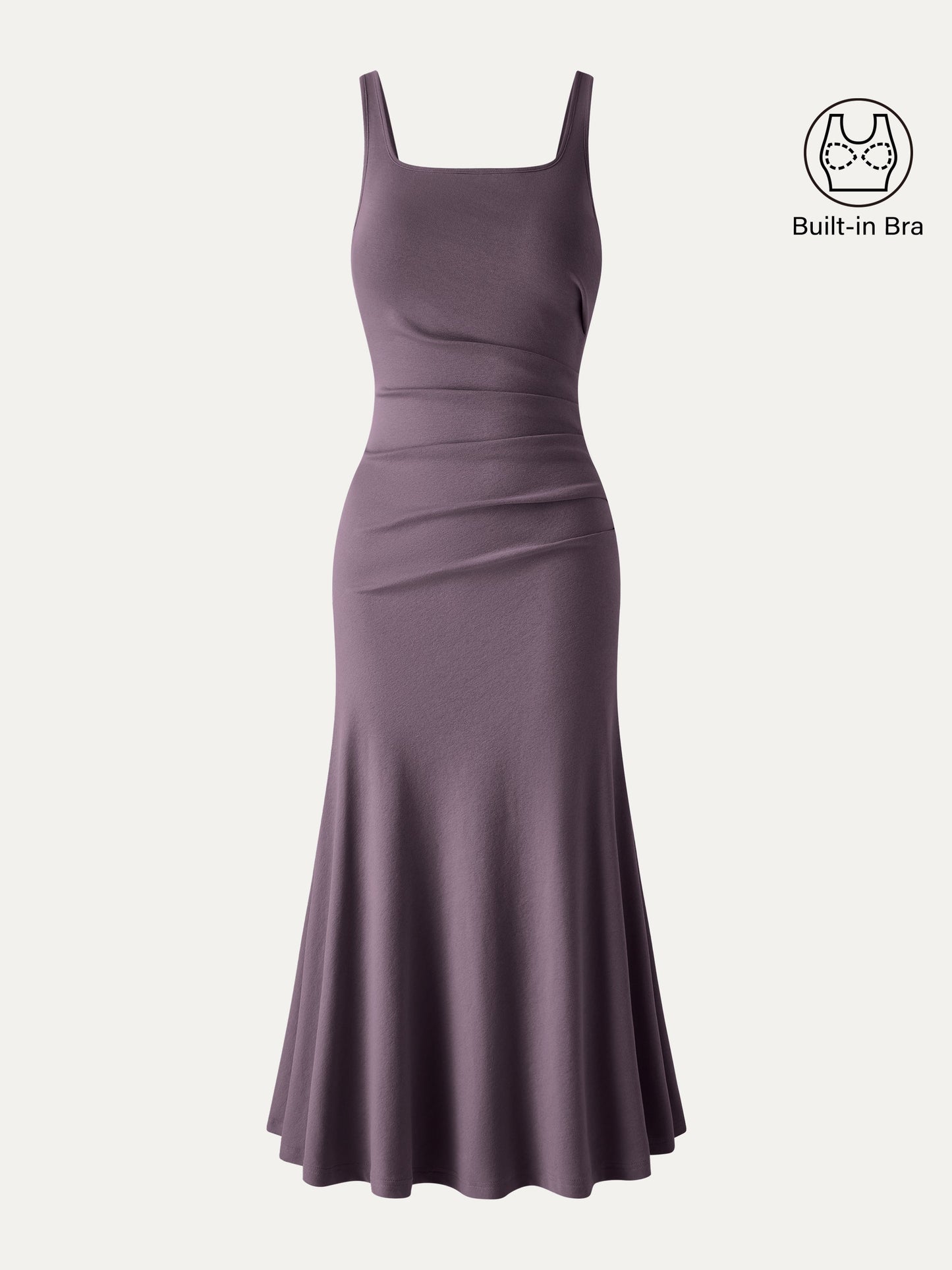 Square Neck Tucked Open Back Bra Dress