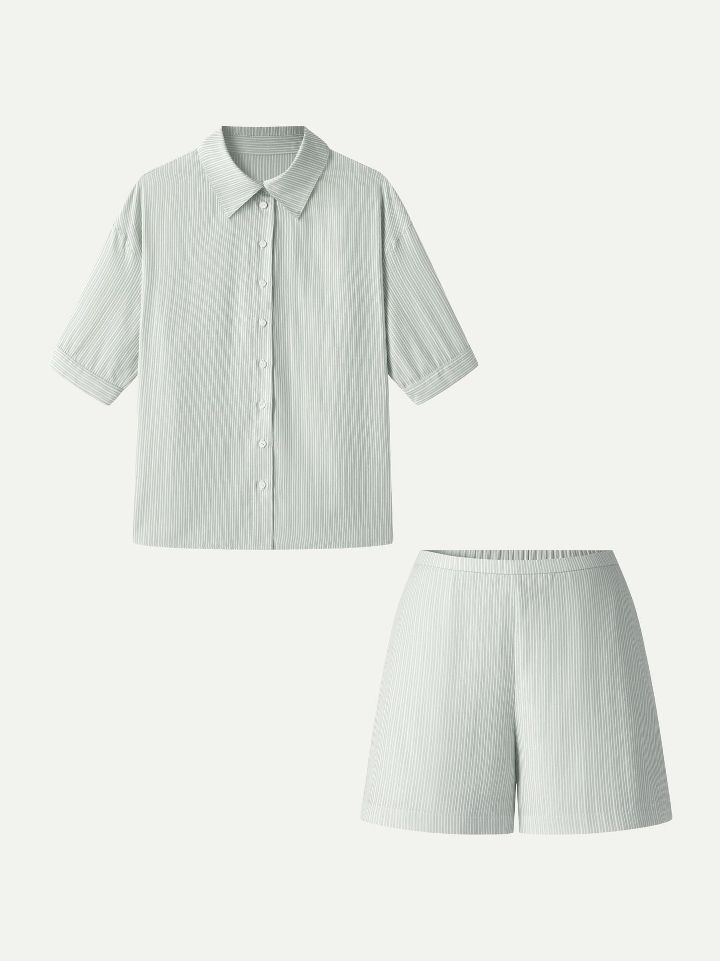 Set 2 Pezzi: Camicia con Collo e Shorts a Trapezio