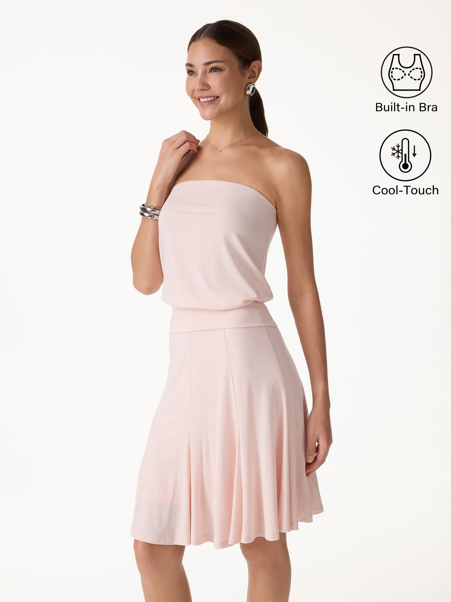 2Pcs Set Banded Hem Bra Top & Knee-Length Skirt