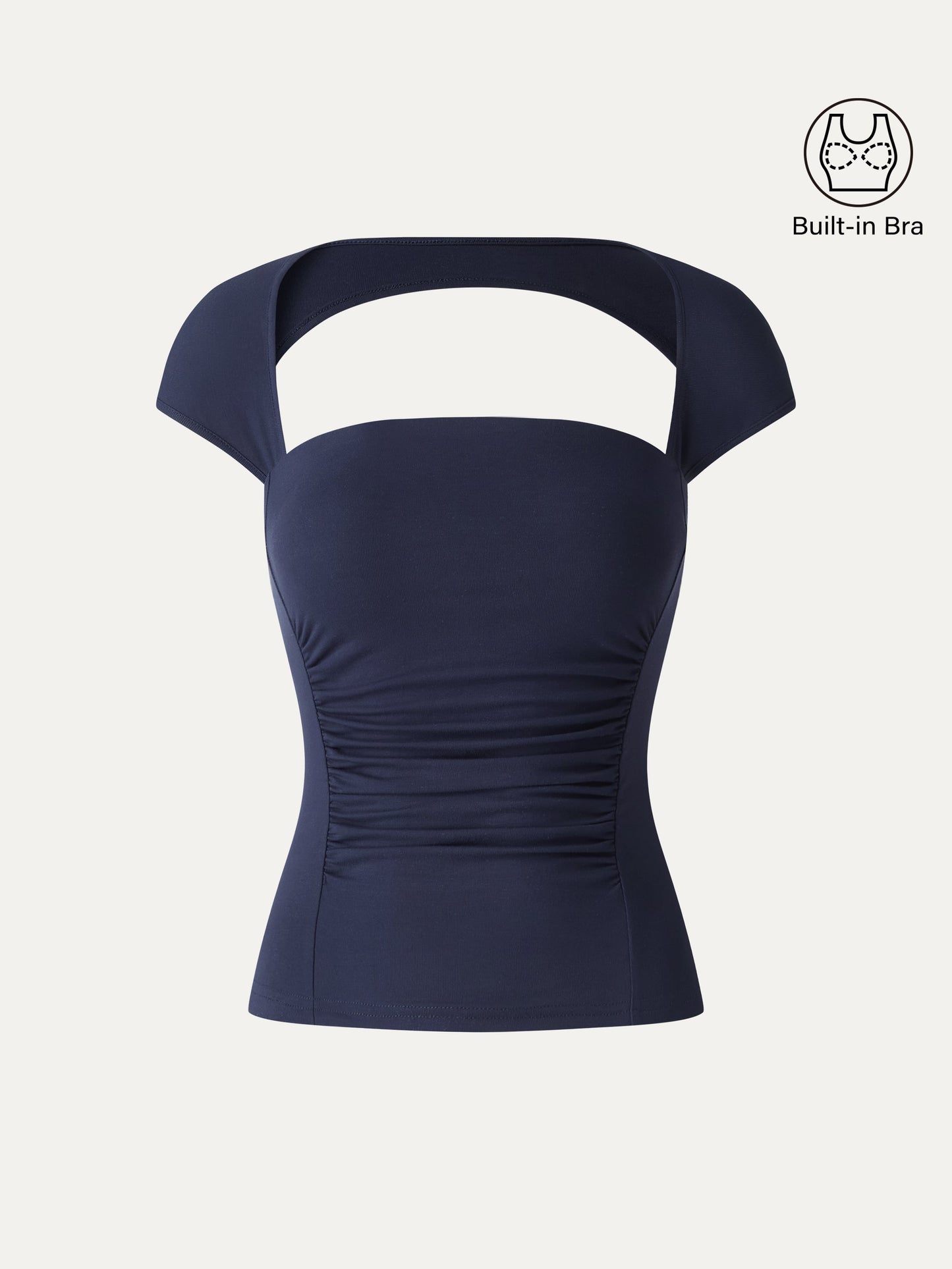 Top a Collo Quadrato con Schiena Scoperta e Arricciature