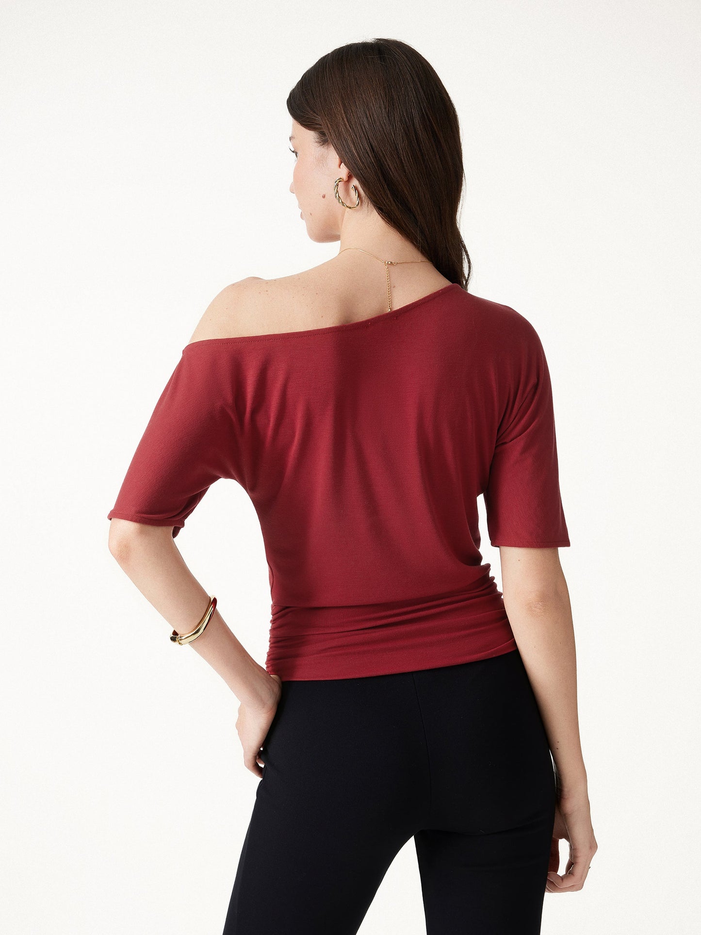 Relaxed Short Sleeve Ruched Top