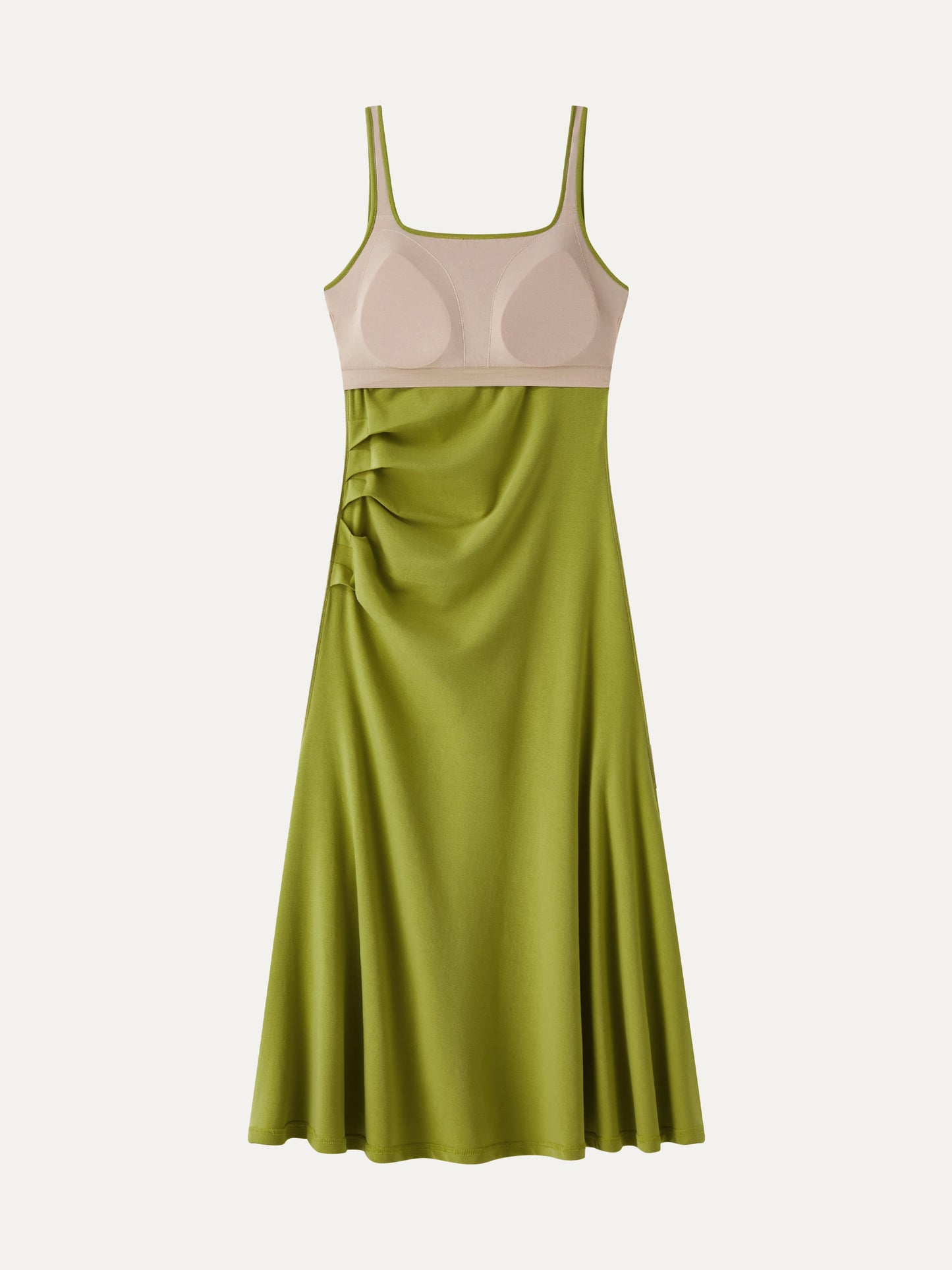Square Neck Tucked Open Back Bra Dress
