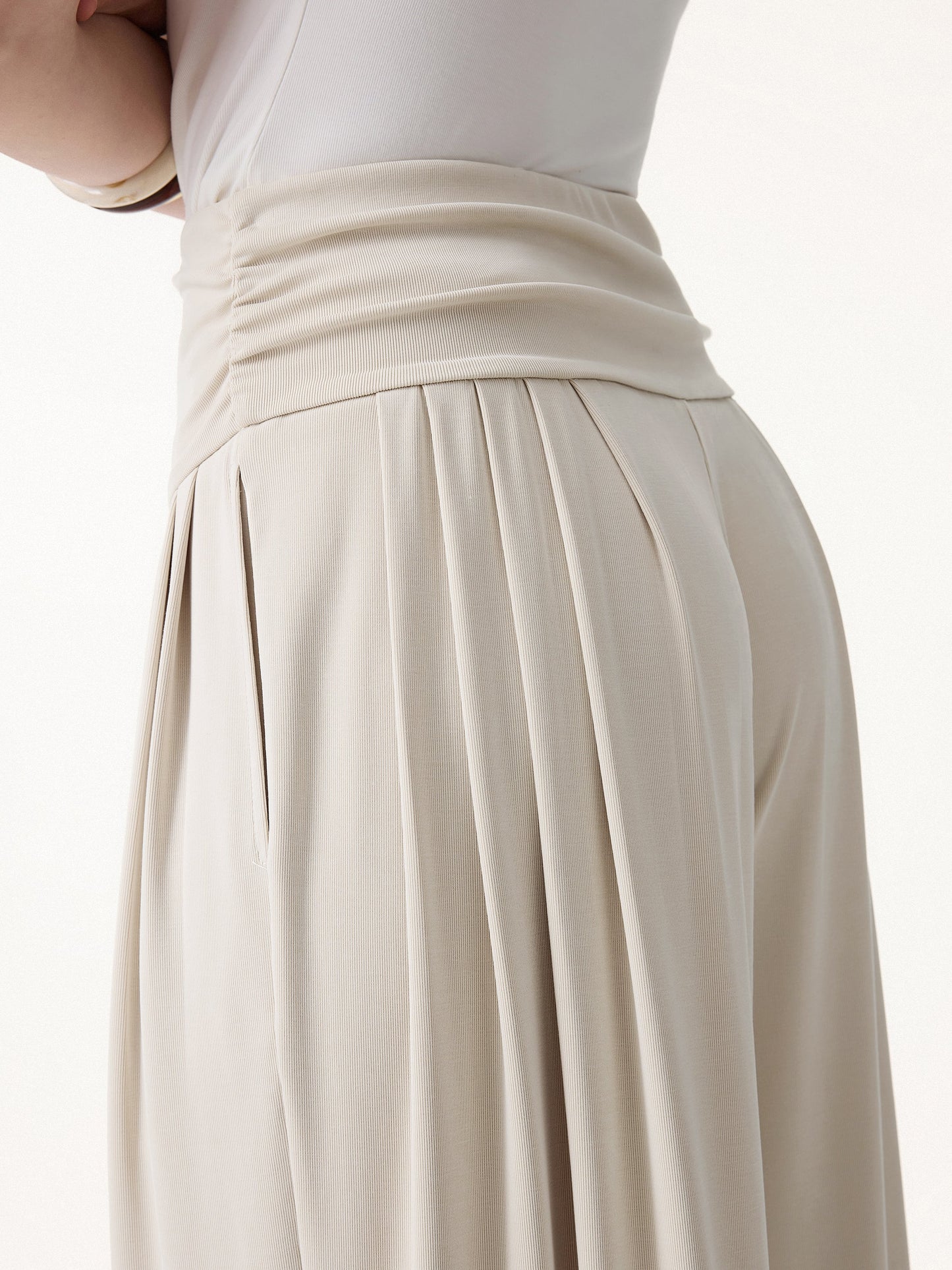2Pcs Set Criss Cross Bra Top & Tucked Palazzo Pants with Pockets
