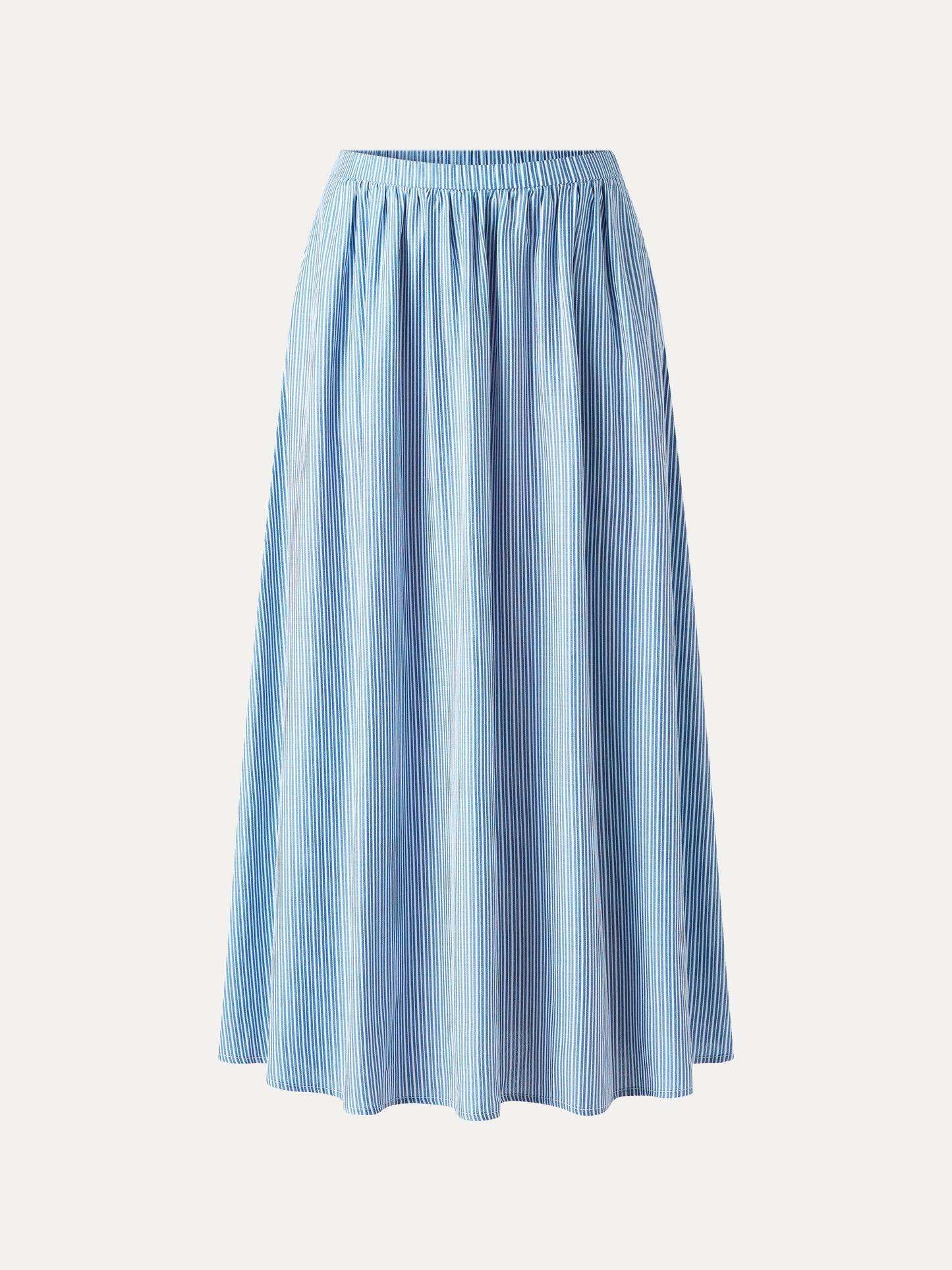Striped Poplin High Rise Umbrella Midi Skirt with Pockets