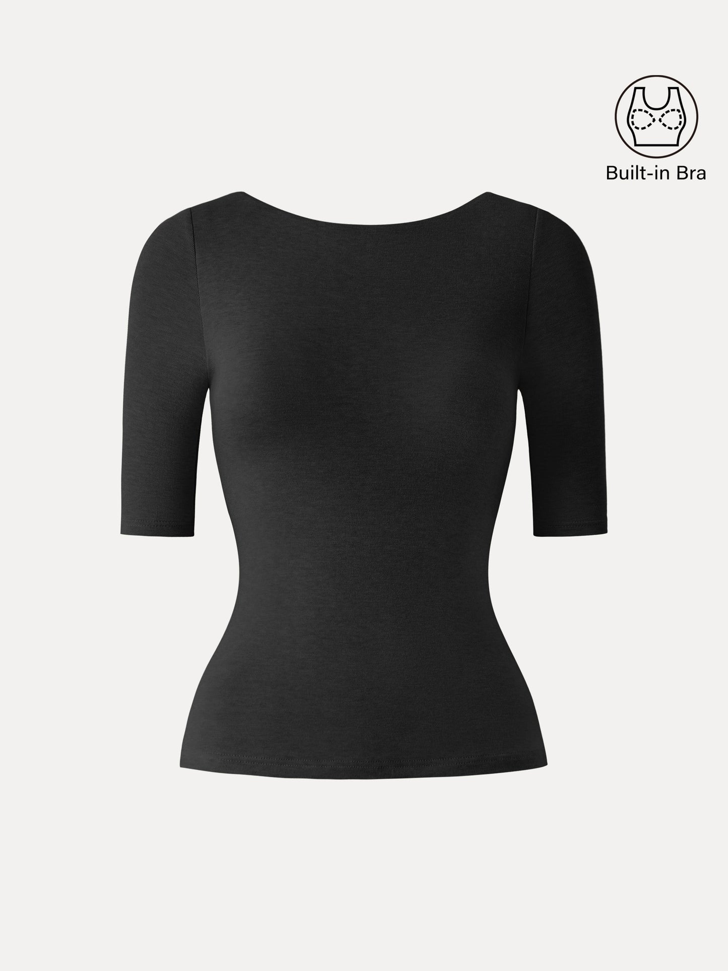 Top in Misto Lyocell e Cashmere a Collo Barchetta