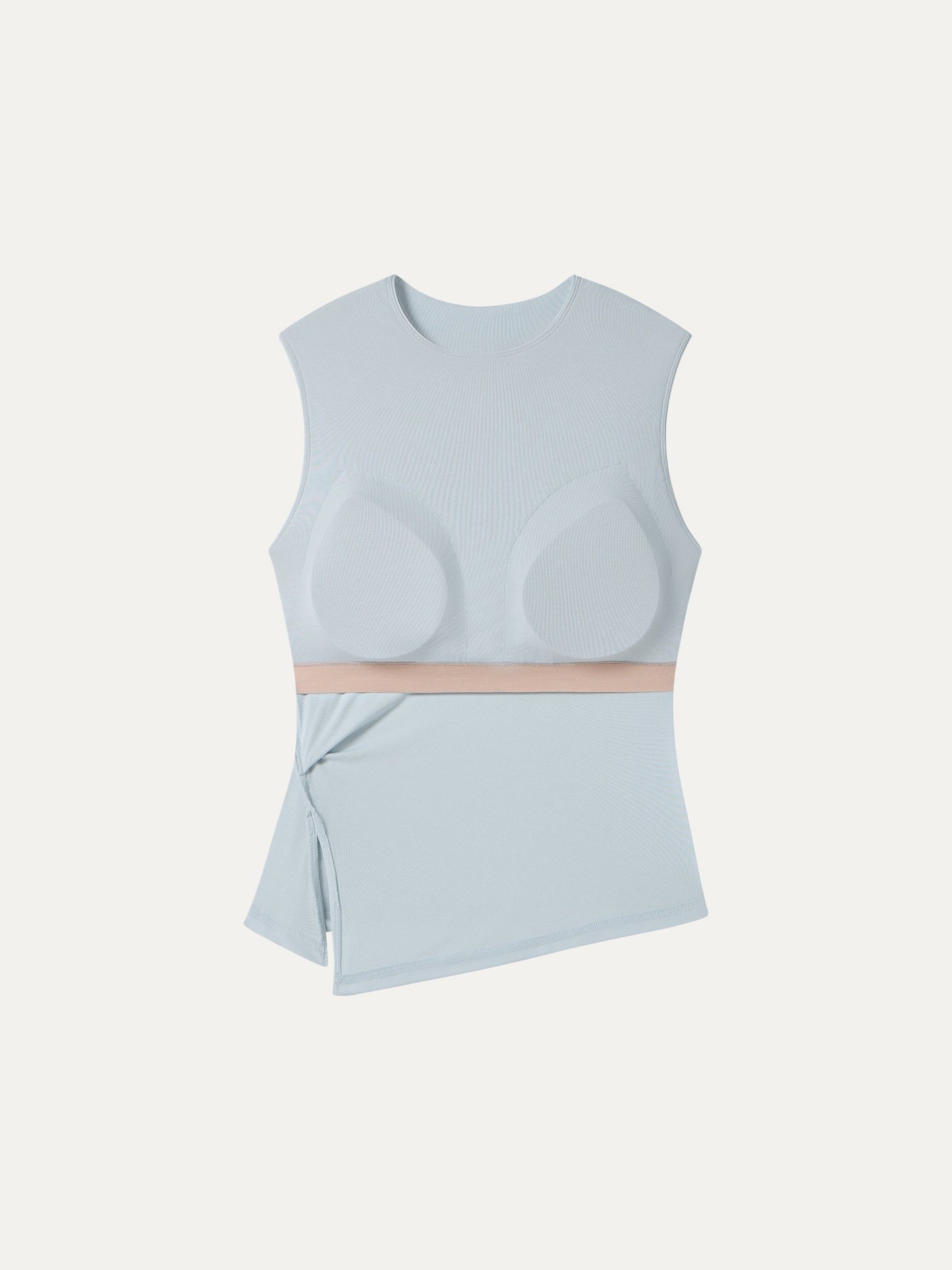 Round Neck Twisted Bra Tank with Slit
