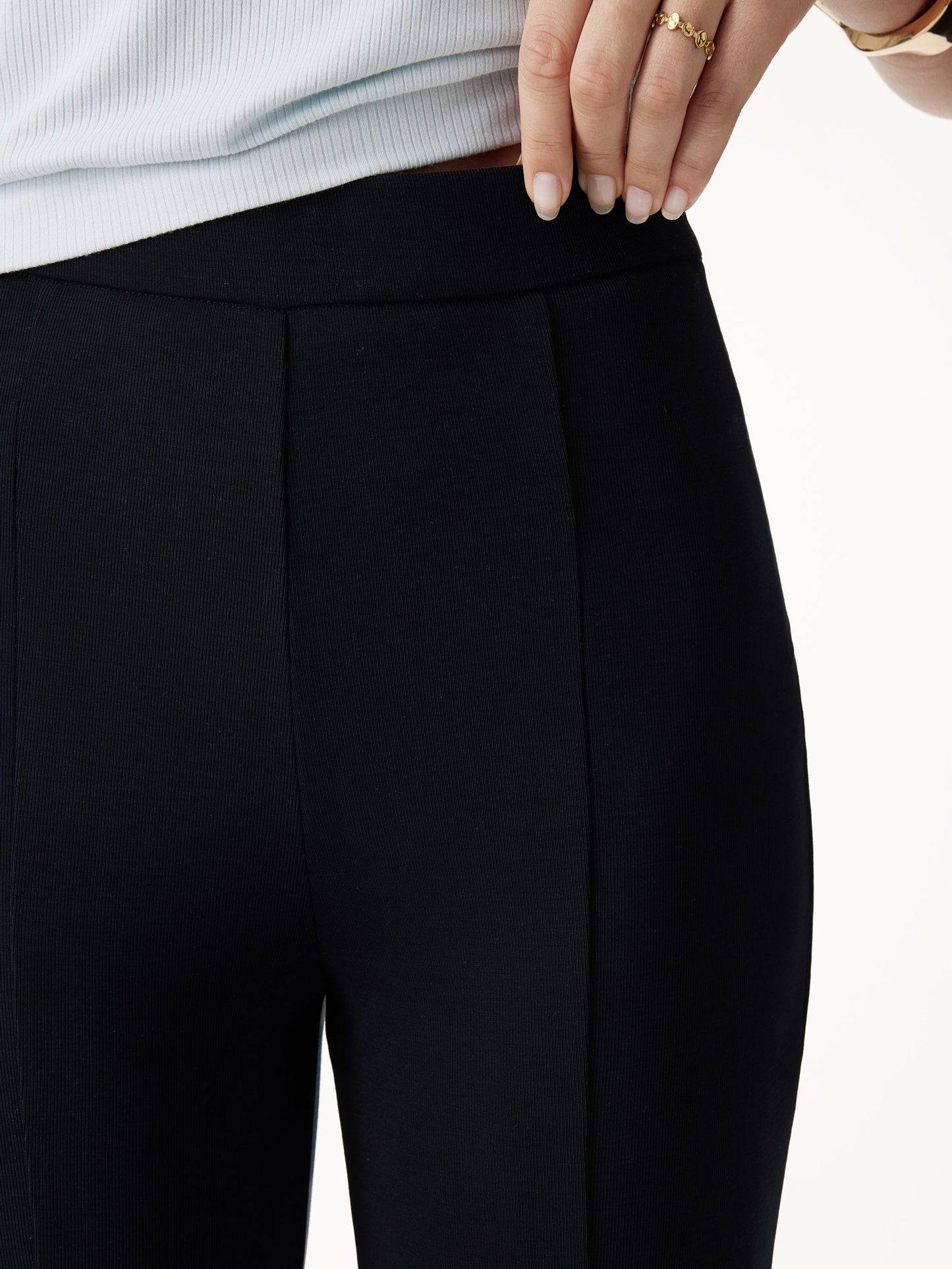 Pantalone Sabbiato a Vita Alta con Gamba Svasata