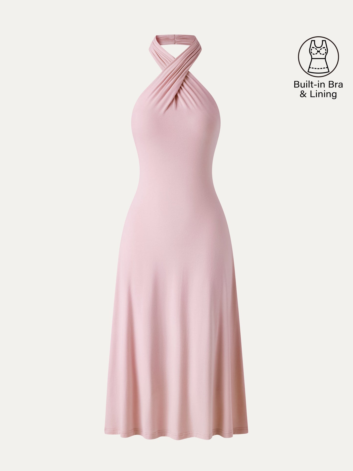 CoolTouch Criss-Cross Halter Open-Back Midi Bra Dress