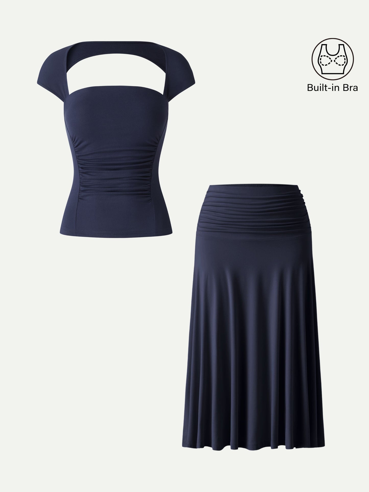 Set 2 Pezzi: Top Schiena Scoperta e Gonna Midi