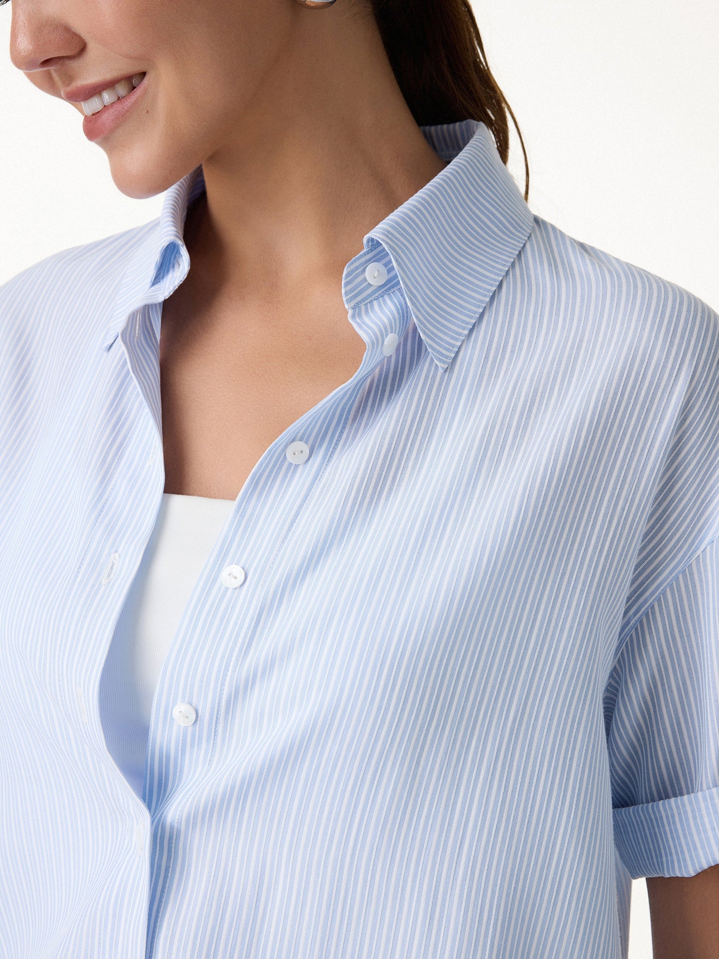 Set 2 Pezzi: Camicia con Collo e Shorts a Trapezio