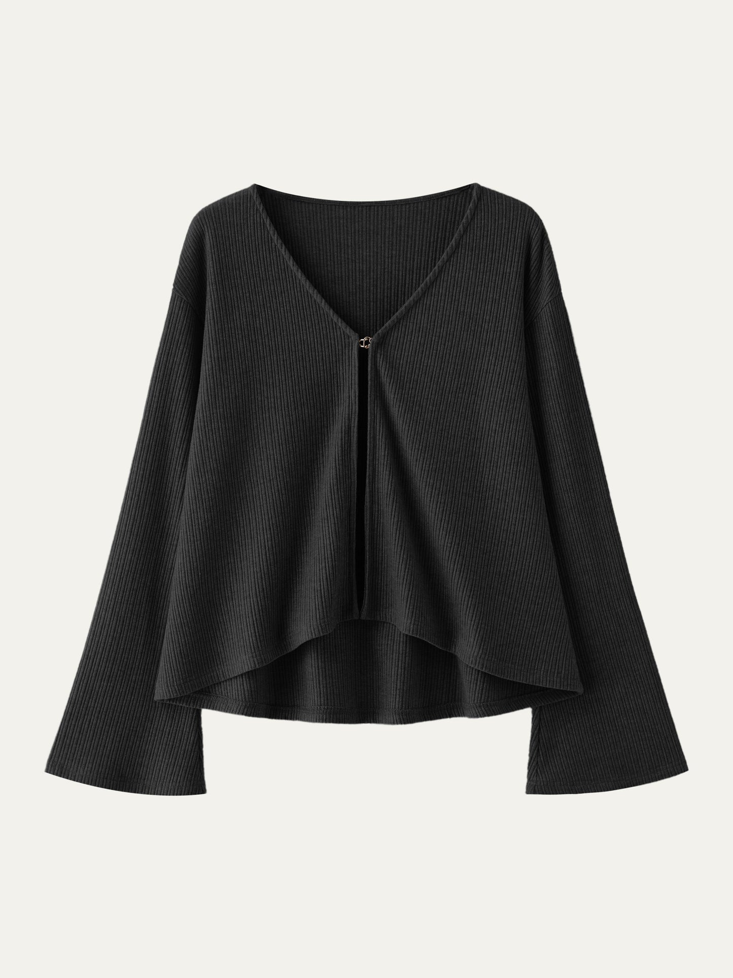 Cardigan a Collo a V con Maniche Svasate
