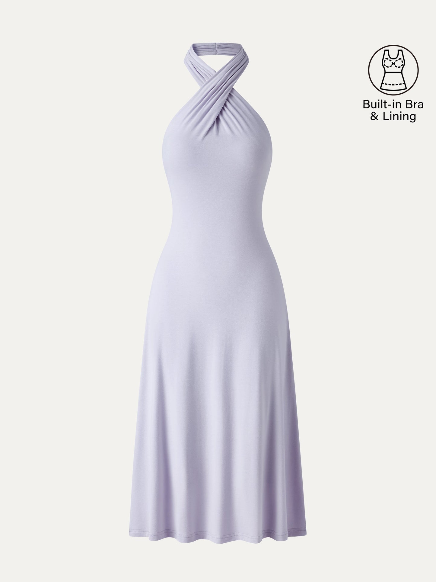 CoolTouch Criss-Cross Halter Open-Back Midi Bra Dress