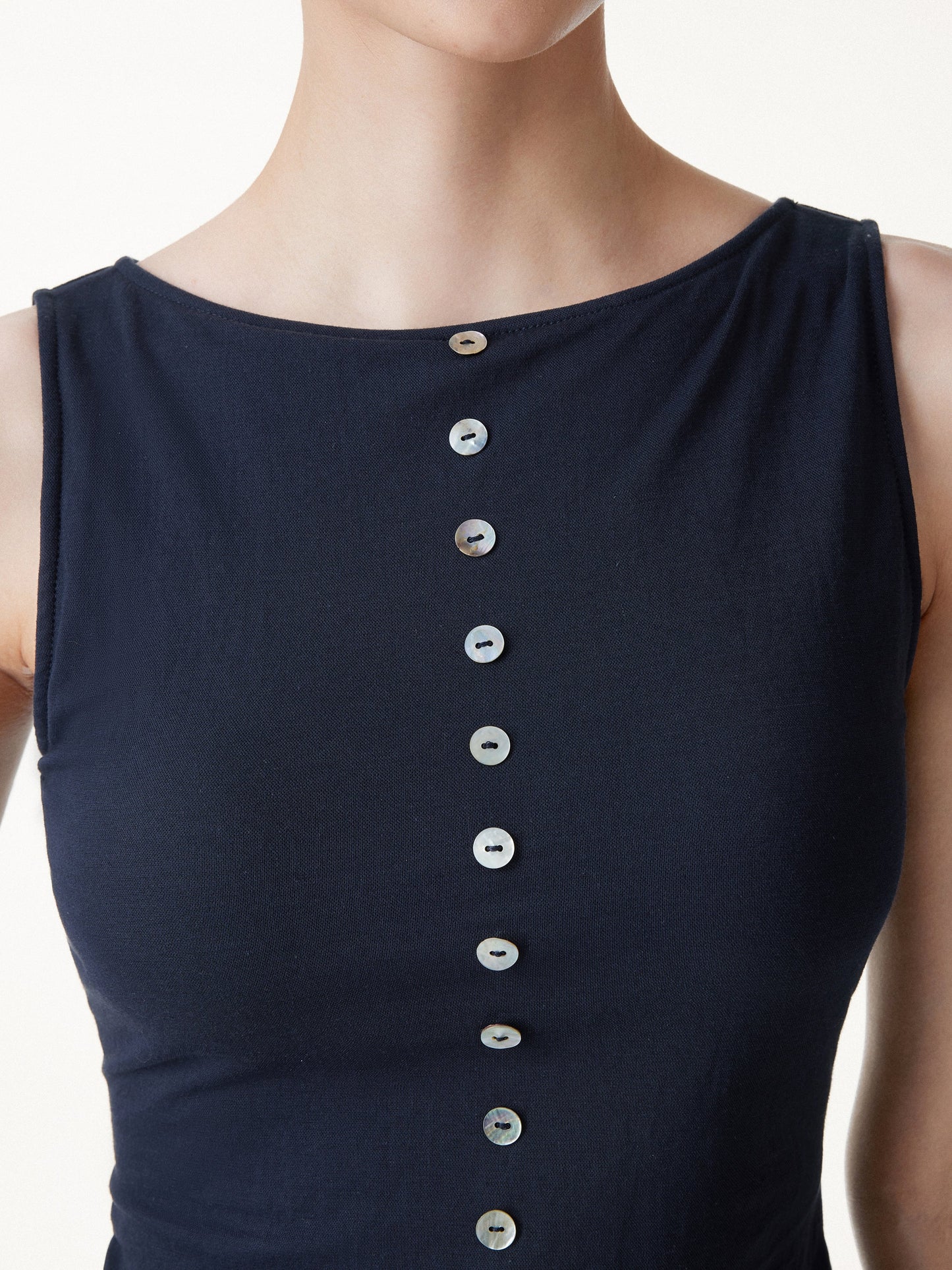 Cotton-Linen Boatneck Cropped Bra Top