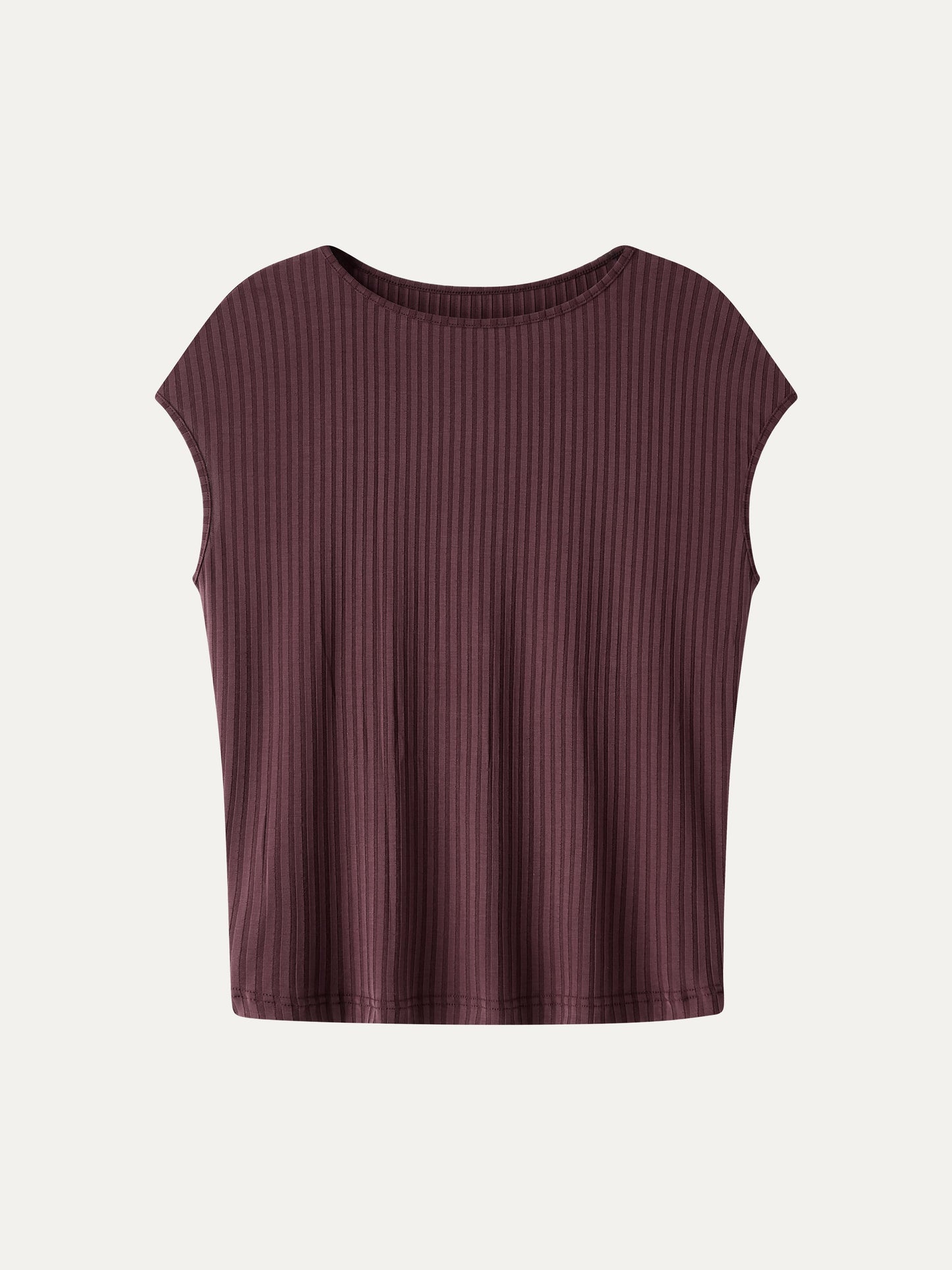Wrinkle-Free Ultra-soft Boatneck Cap Sleeve Ribbed Top