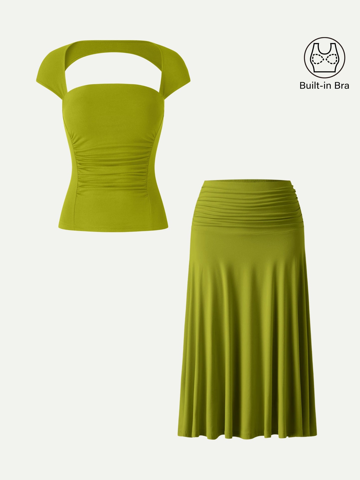 Set 2 Pezzi: Top Schiena Scoperta e Gonna Midi