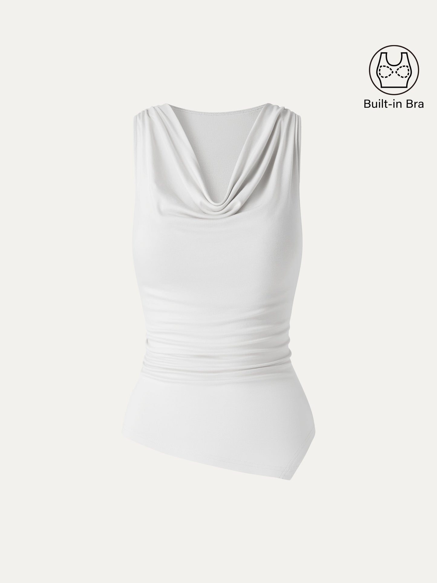 Cowl Neck Asymmetrical Sleeveless Bra Top