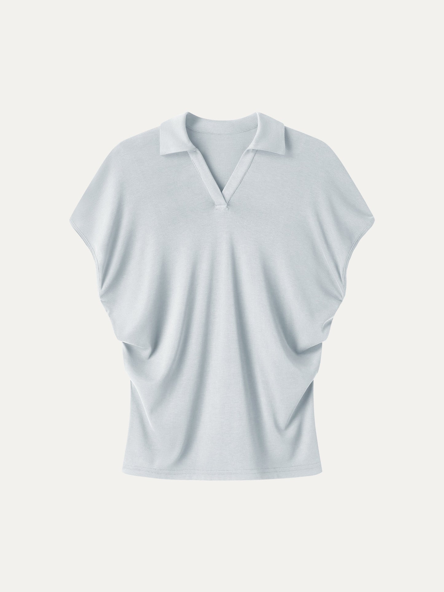 Sandwashed Modal Polo Neck Cap Sleeve Top